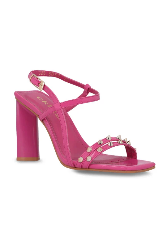 Sandalia con tacón fucsia 08768