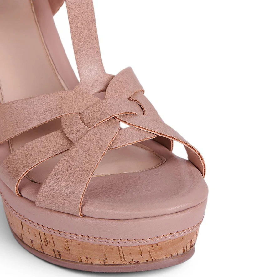 SANDALIA CON TIRAS CRUZADAS BEIGE 22141 - Image 6