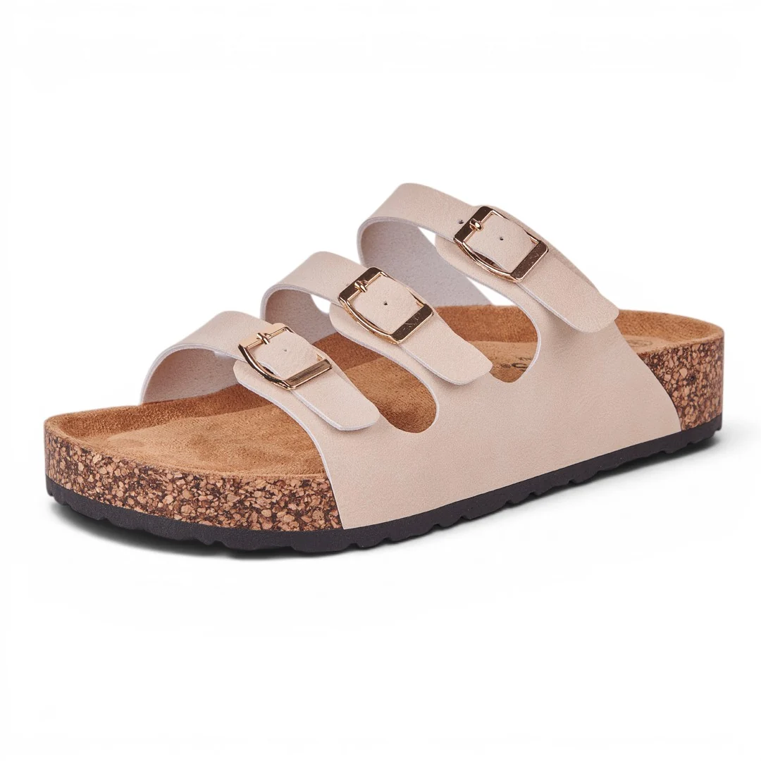 SANDALIA CONFORT DE TRES CORREAS HUESO 70638