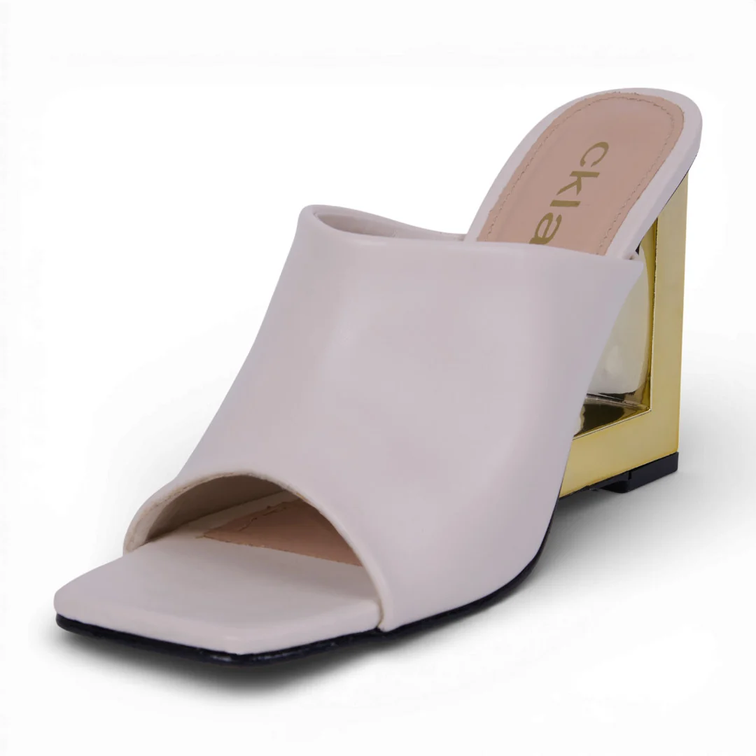 SANDALIA DE DAMA TACÓN 10CM HUESO 77923