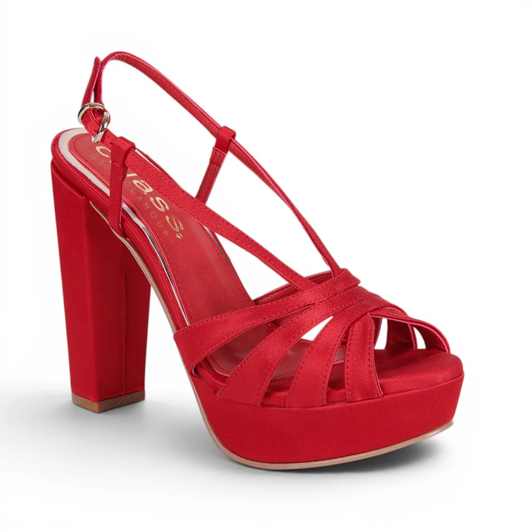 SANDALIA DE GALA ENTRELAZADA ROJO 03289