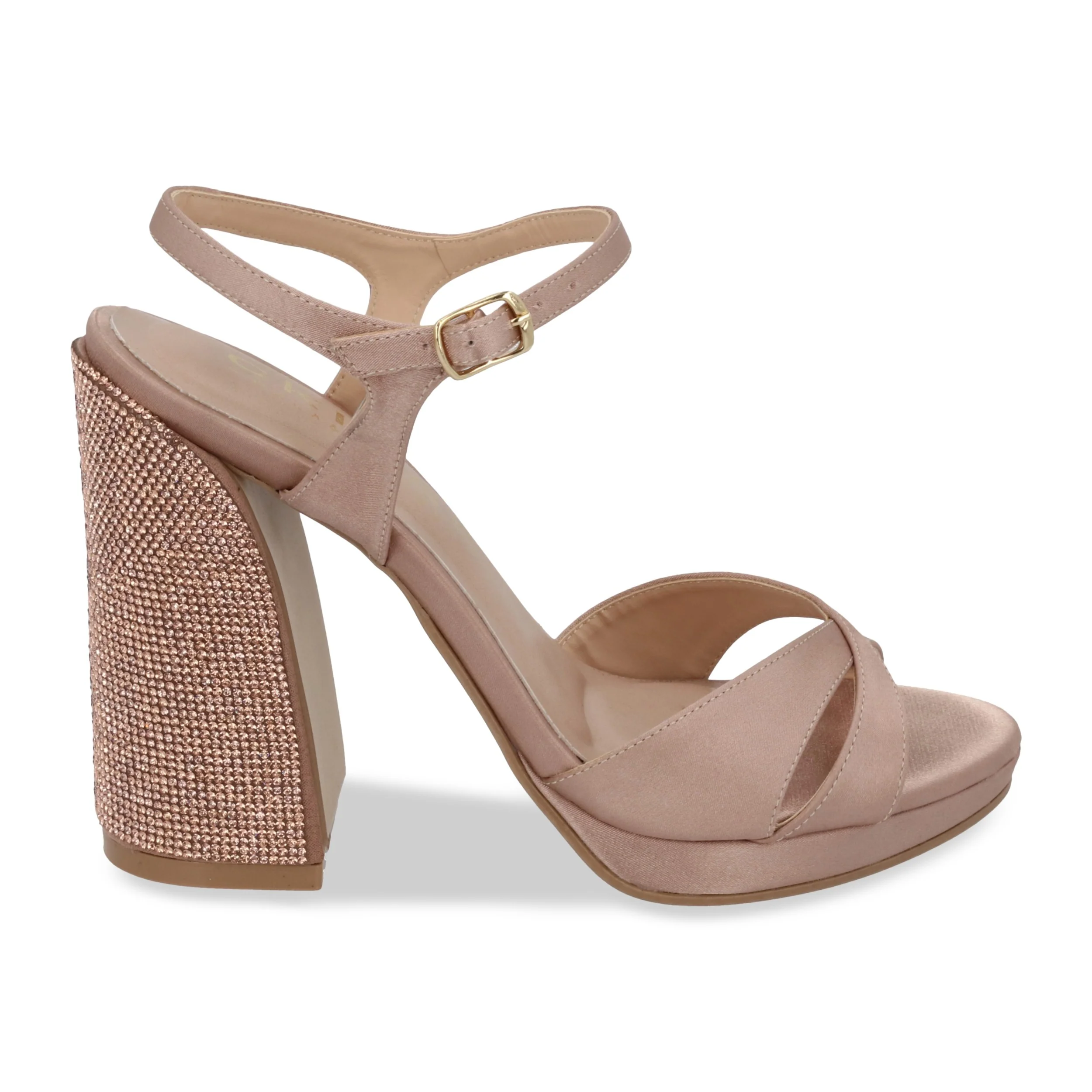 SANDALIA DE MEDIA PLATAFORMA 11CM MUJER ORO ROSADO CON BRILLO 36814 - Image 2
