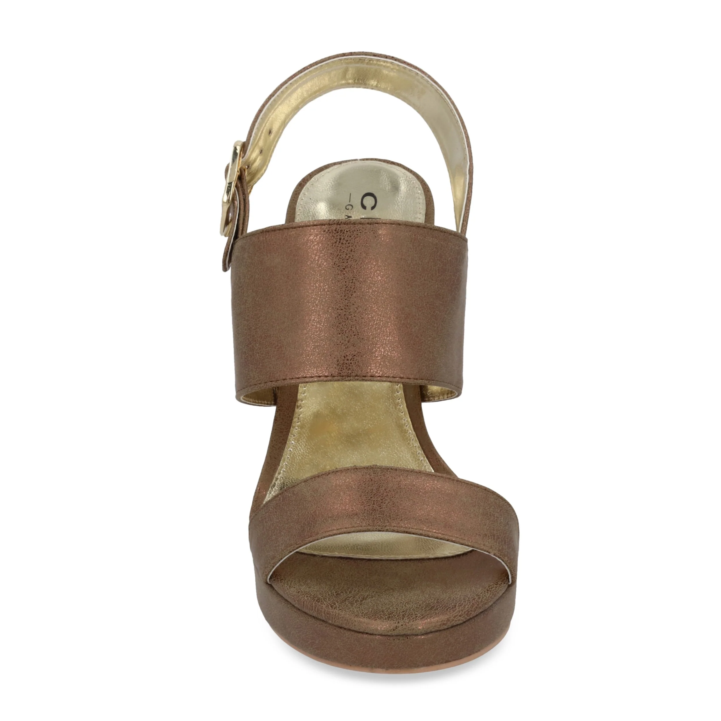 SANDALIA DE MEDIA PLATAFORMA 12 CM MUJER ORO CON HEBILLA 67136 - Image 3