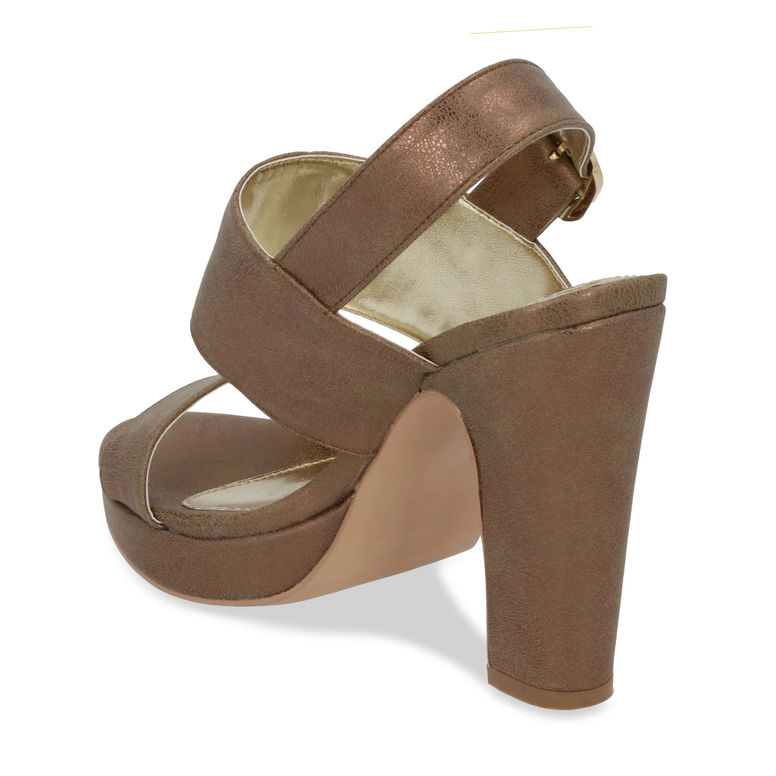 SANDALIA DE MEDIA PLATAFORMA 12 CM MUJER ORO CON HEBILLA 67136 - Image 4