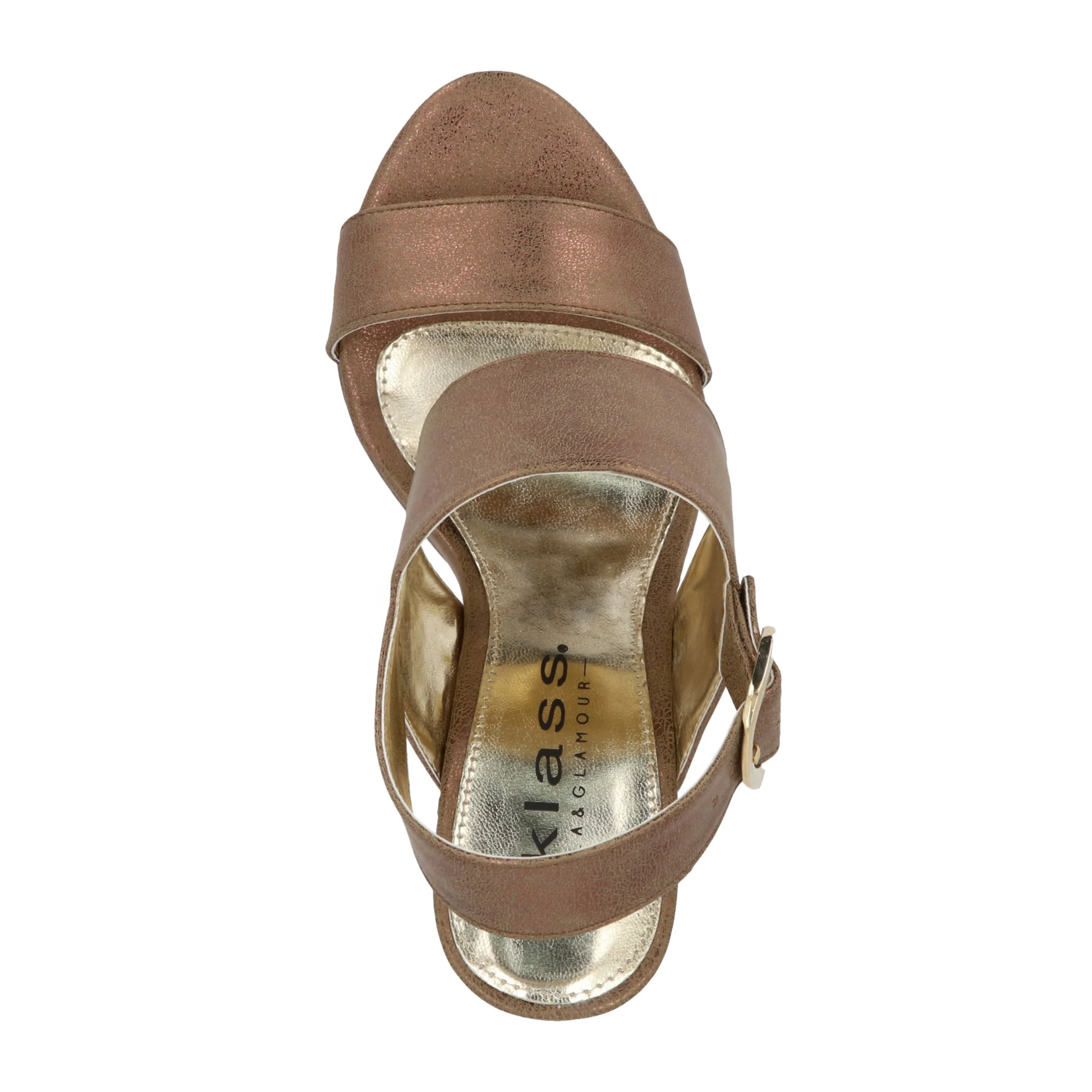 SANDALIA DE MEDIA PLATAFORMA 12 CM MUJER ORO CON HEBILLA 67136 - Image 5