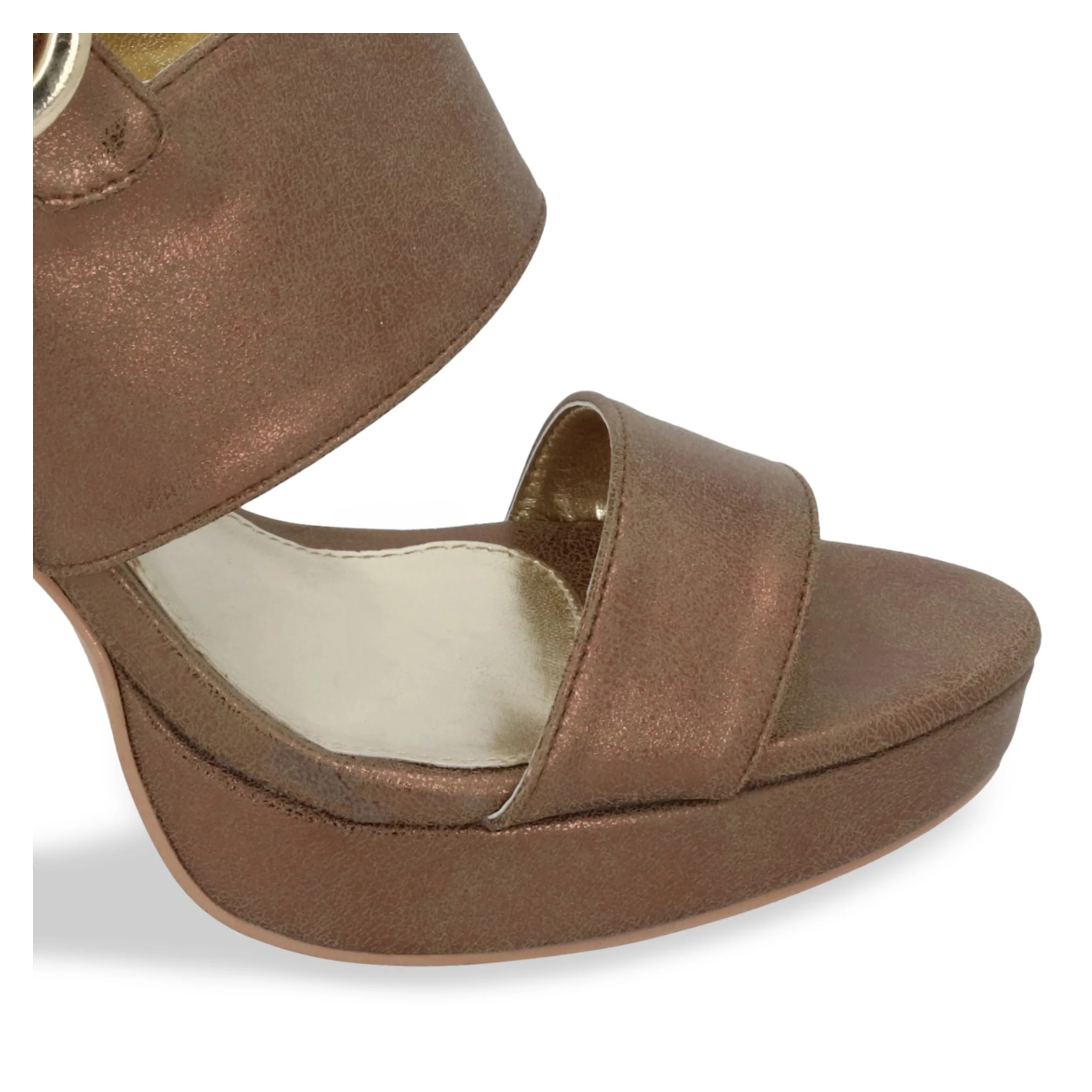 SANDALIA DE MEDIA PLATAFORMA 12 CM MUJER ORO CON HEBILLA 67136 - Image 6