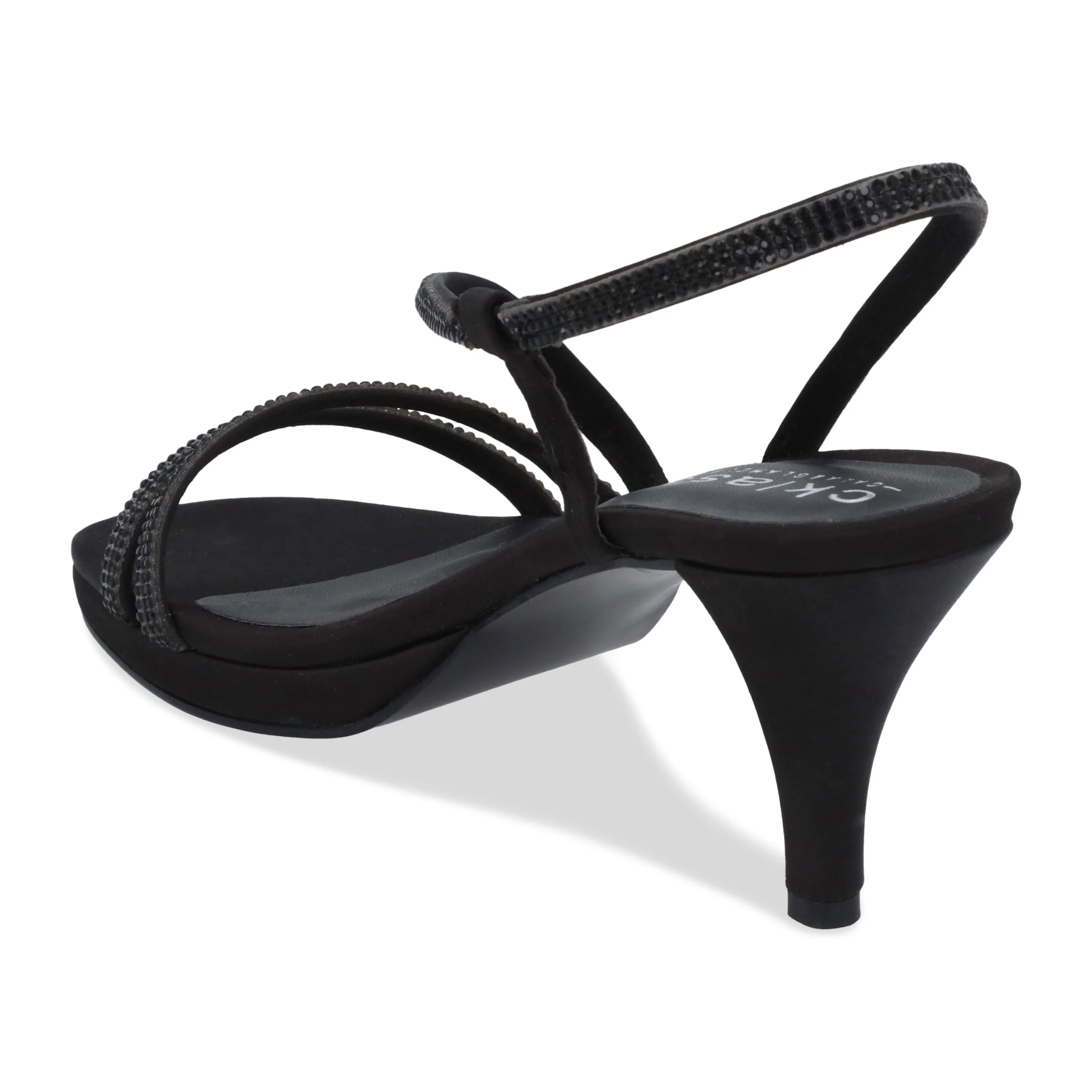 SANDALIA DE MEDIA PLATAFORMA 7CM MUJER NEGRO CON PEDRERÍA 03270 - Image 4