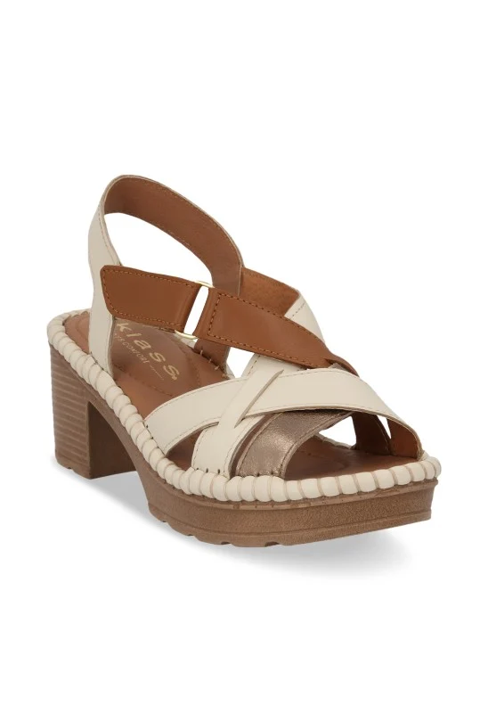 SANDALIA DE MEDIA PLATAFORMA HUESO DE PIEL 75282