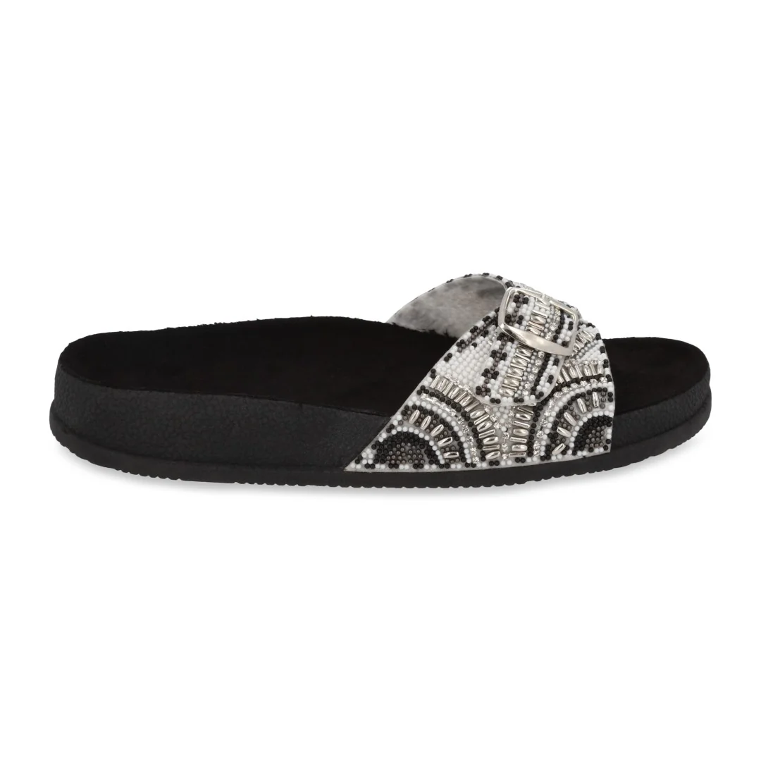 SANDALIA DE PIEDRAS CON HEBILLA COLOR NEGRO 03460 - Image 2