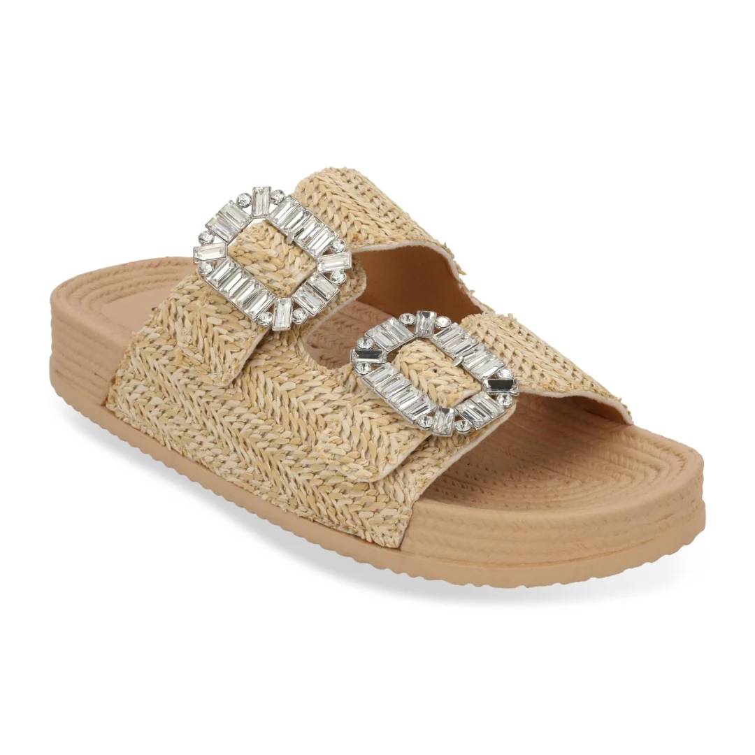 SANDALIA DE PISO BEIGE CON BRILLOS 71032