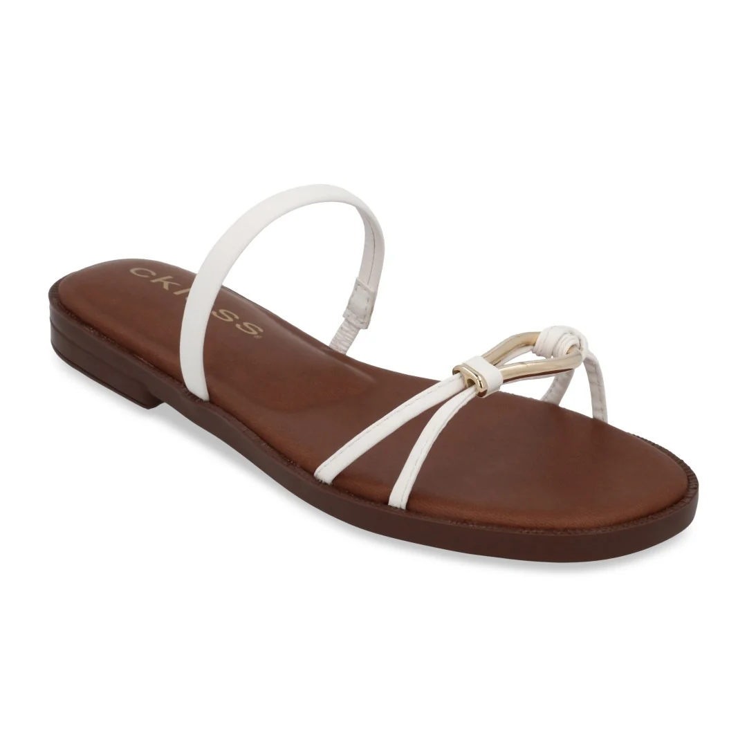 SANDALIA DE PISO BLANCO CON DETALLE DE HERRAJE 95879