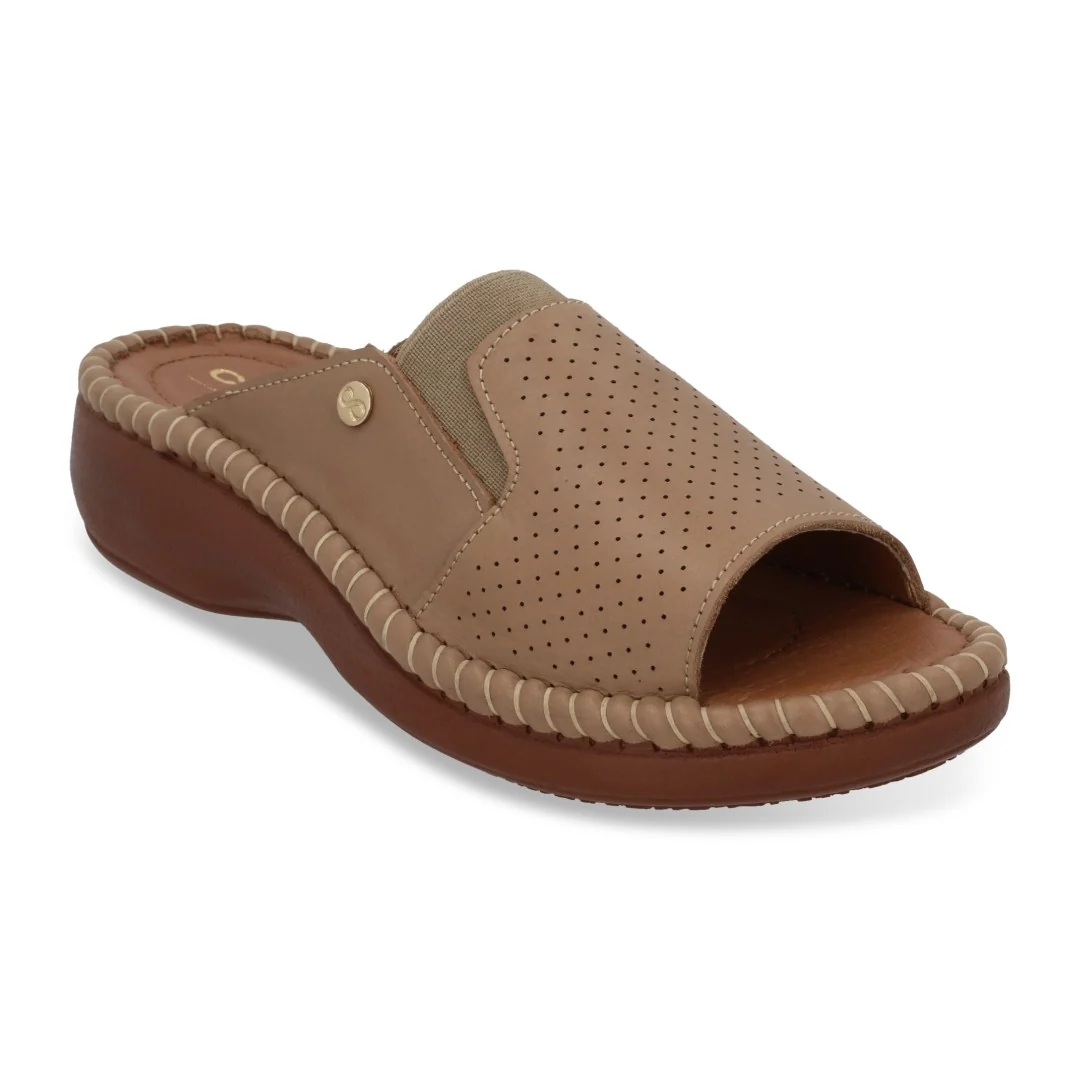 SANDALIA DE PISO MUJER BEIGE DE PIEL 75290