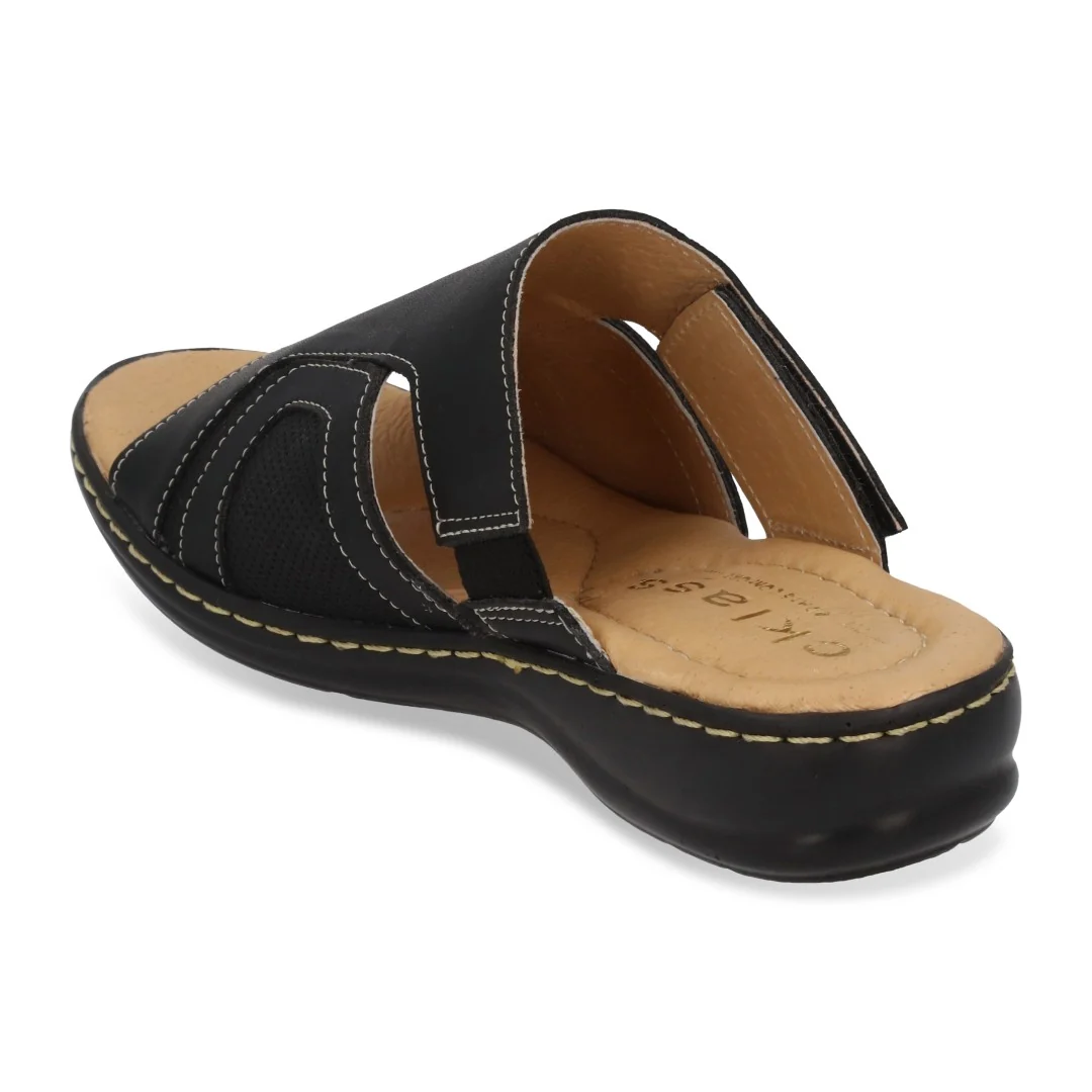 SANDALIA DE PISO MUJER NEGRO DE PIEL 58019 - Image 3