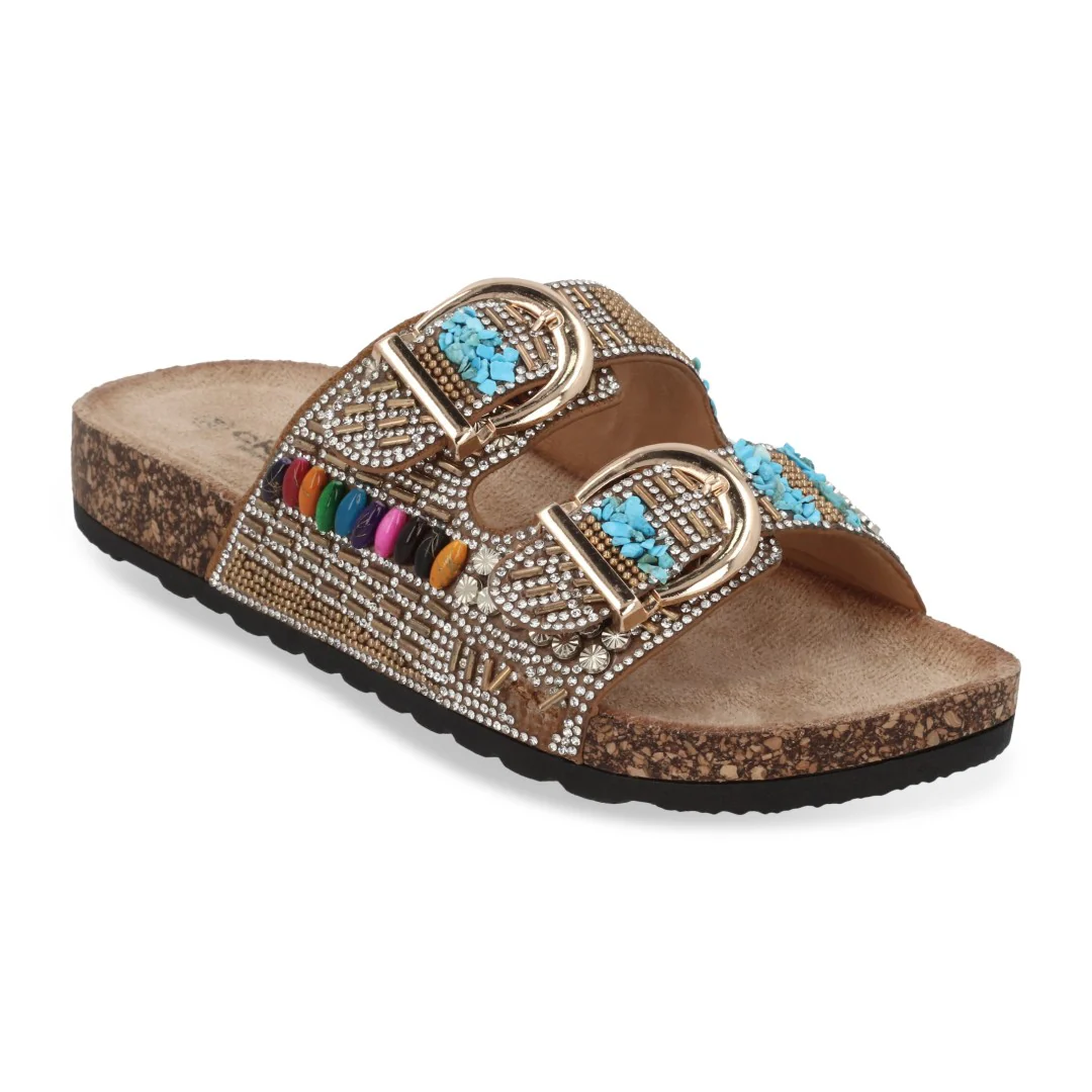 SANDALIA DE PISO MULTICOLOR CON BRILLOS 71553