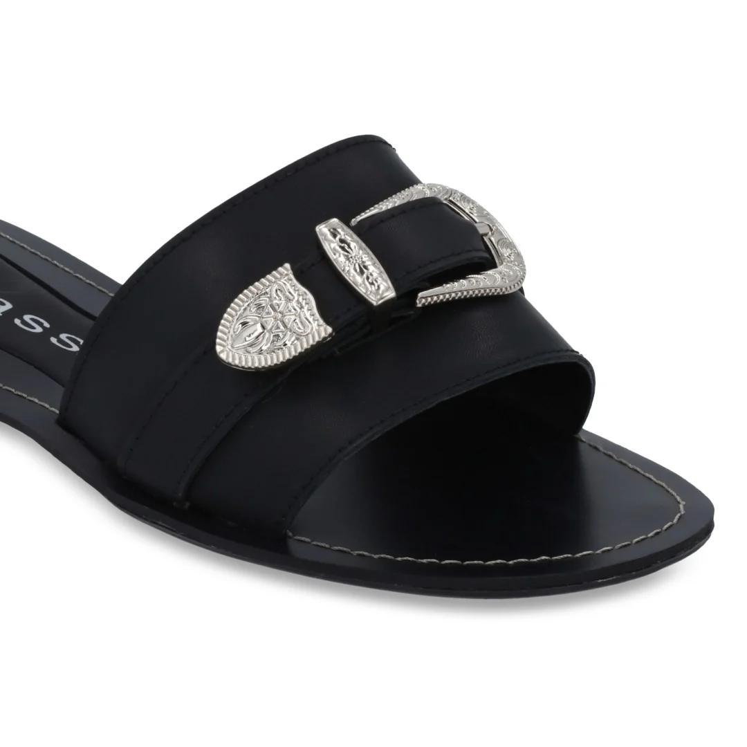 SANDALIA DE PISO NEGRA CON HEBILLA 95886 - Image 6