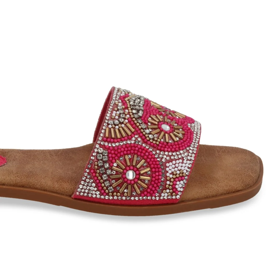 SANDALIA DE PISO ORO ROSADO CON APLICACIÓN 73309 - Image 6