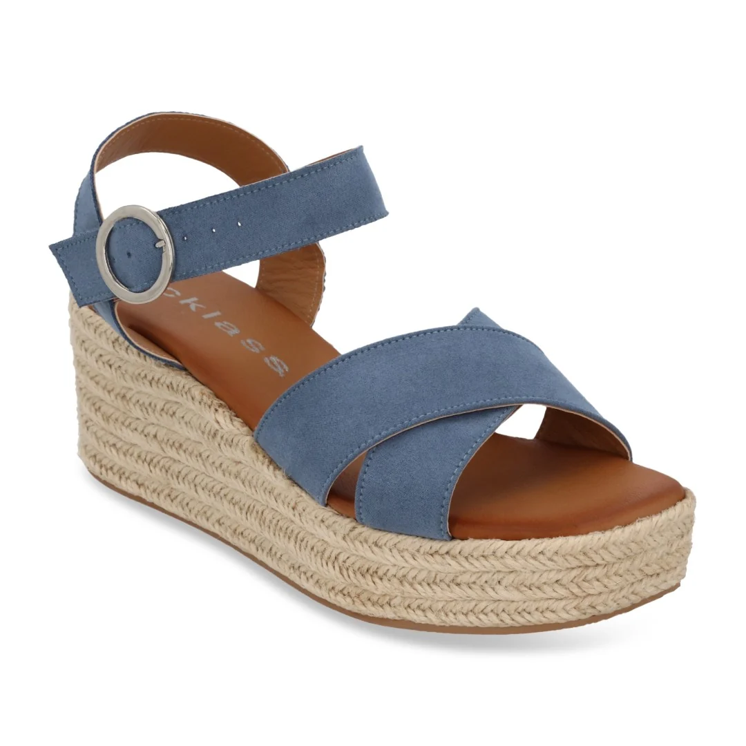 SANDALIA DE PLATAFORMA AZUL CON YUTE 67125
