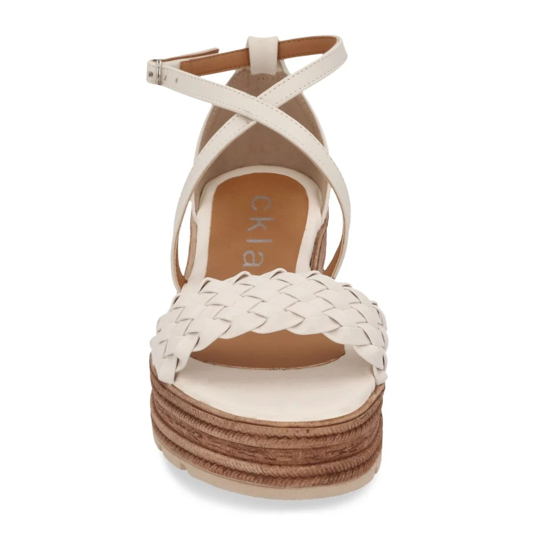 SANDALIA DE PLATAFORMA BLANCO Y MIEL CON TRENZA 67126 - Image 10