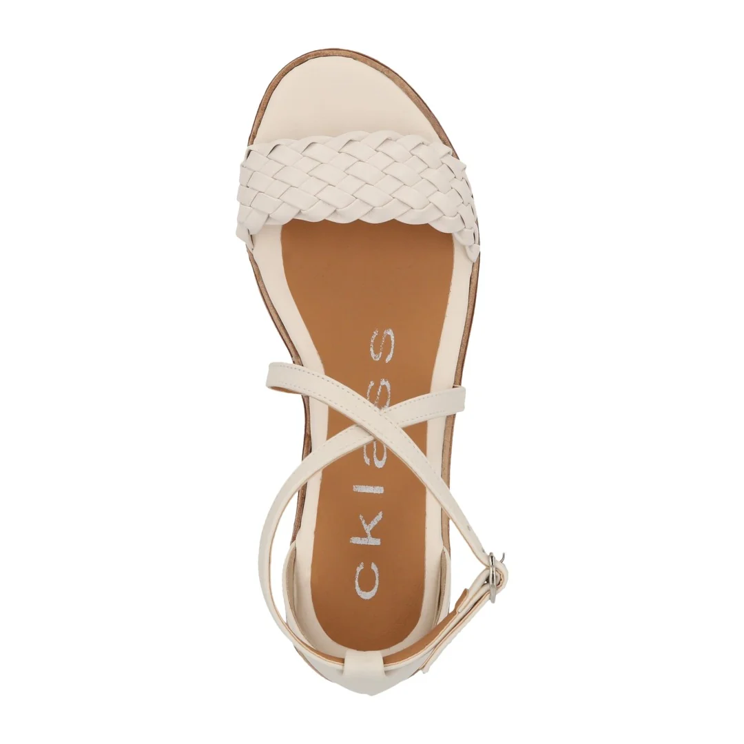 SANDALIA DE PLATAFORMA BLANCO Y MIEL CON TRENZA 67126 - Image 11