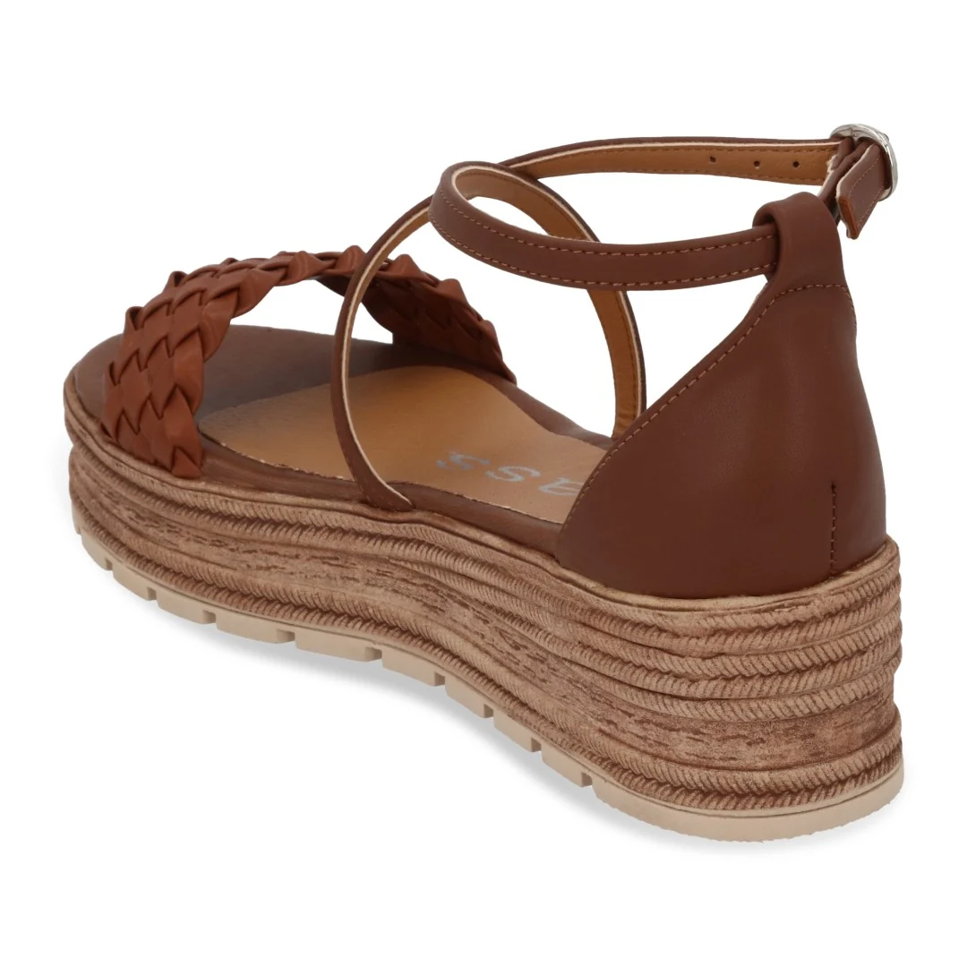 SANDALIA DE PLATAFORMA BLANCO Y MIEL CON TRENZA 67126 - Image 3
