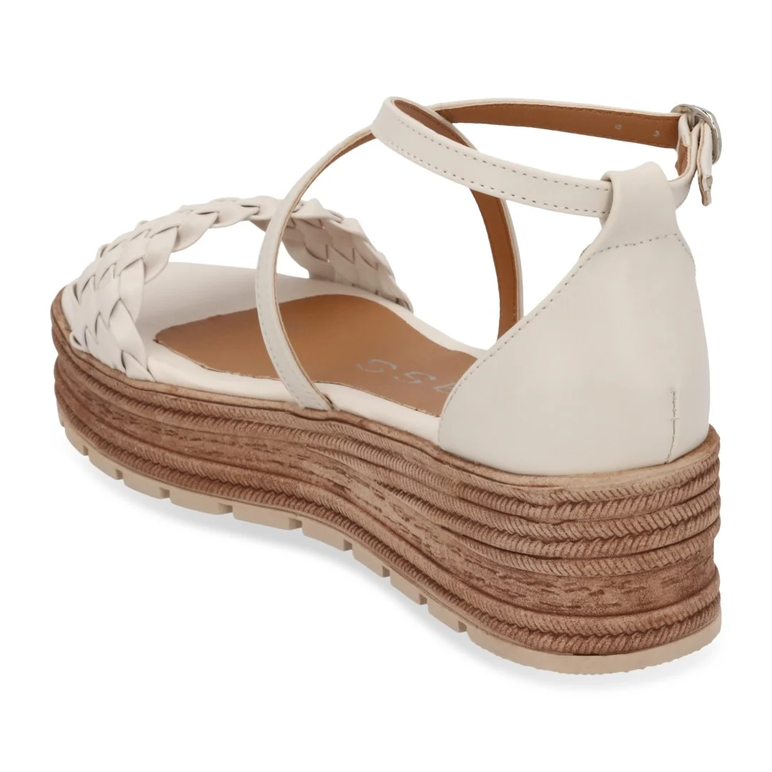SANDALIA DE PLATAFORMA BLANCO Y MIEL CON TRENZA 67126 - Image 9