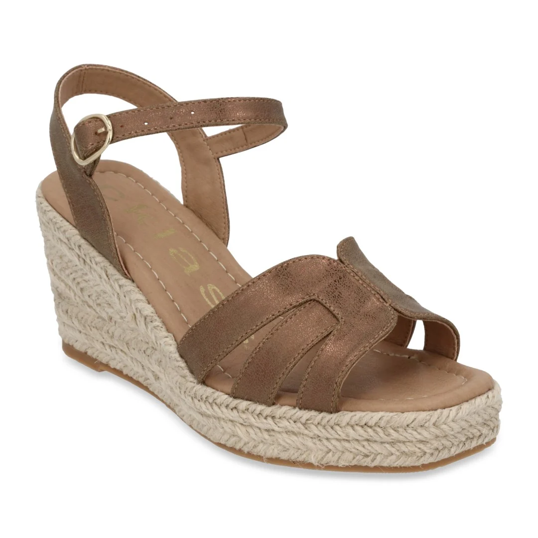 SANDALIA DE PLATAFORMA BRONCE CON YUTE 32233