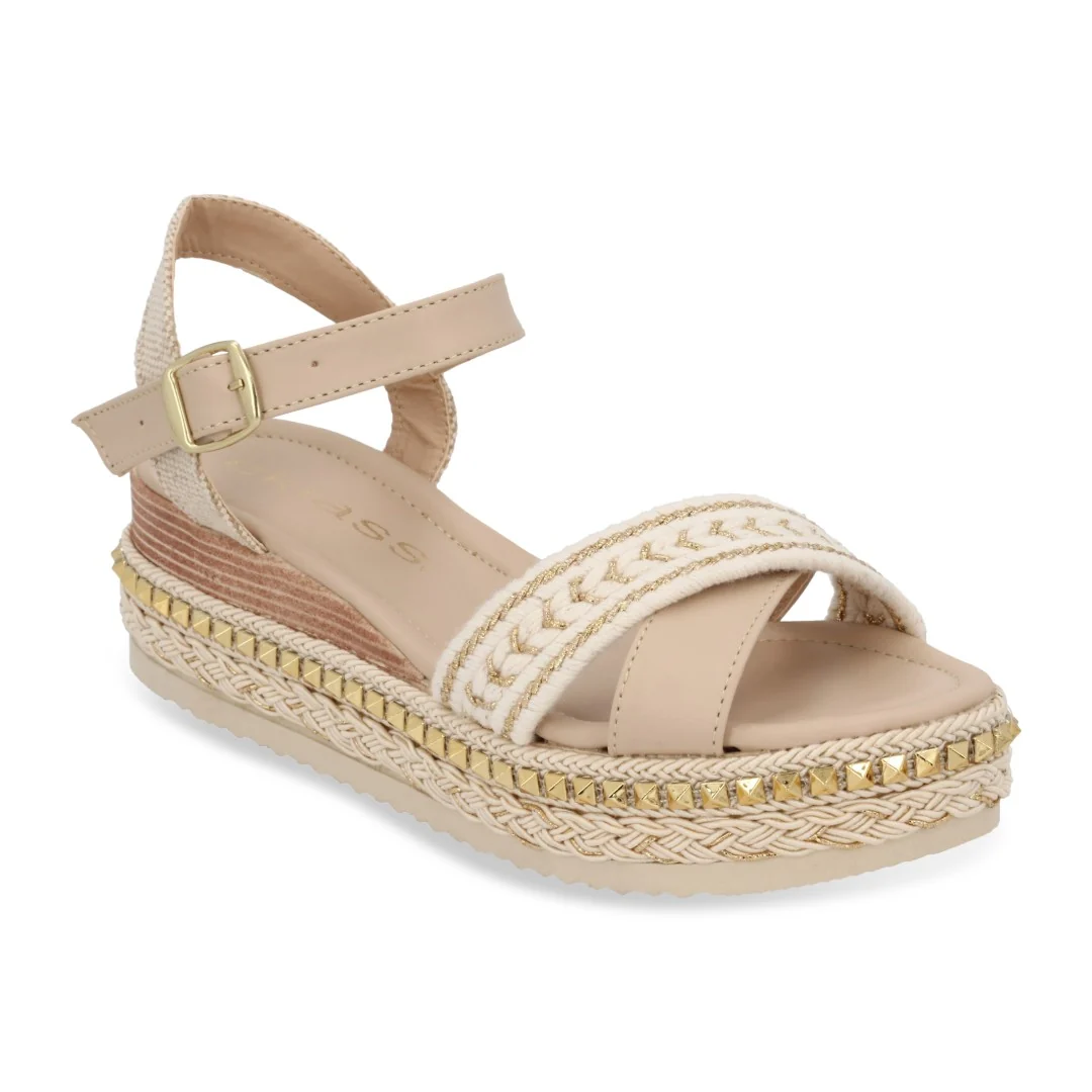 SANDALIA DE PLATAFORMA CON YUTE HUESO 40045