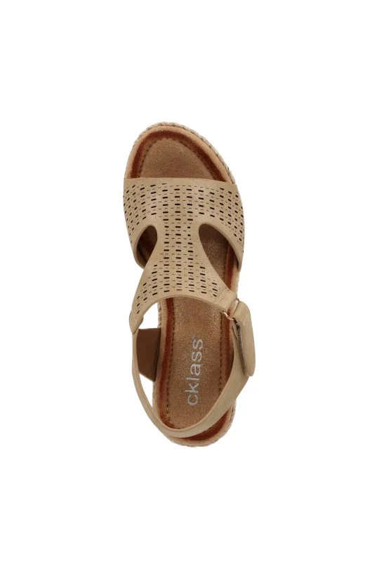 SANDALIA DE PLATAFORMA CORRIDA BEIGE CORTE LÁSER 70184 - Image 4