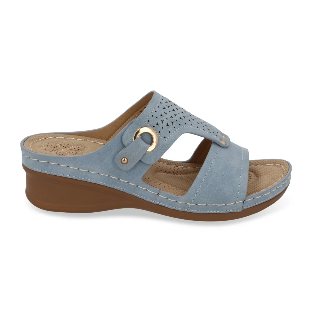 SANDALIA DE PLATAFORMA CORRIDA MUJER AZUL CORTE LÁSER 70454 - Image 2
