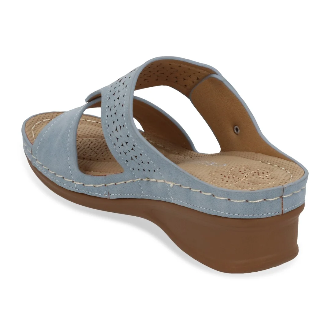 SANDALIA DE PLATAFORMA CORRIDA MUJER AZUL CORTE LÁSER 70454 - Image 3