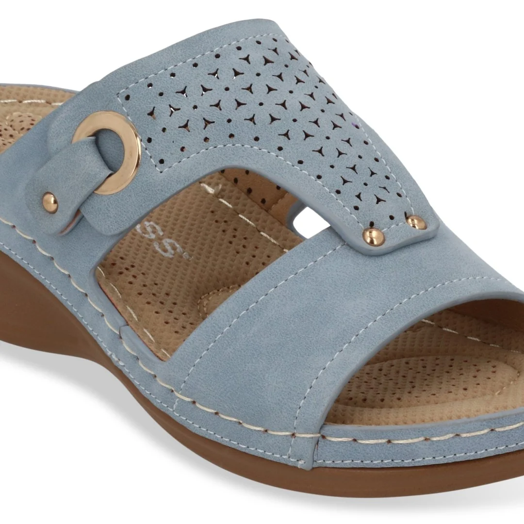 SANDALIA DE PLATAFORMA CORRIDA MUJER AZUL CORTE LÁSER 70454 - Image 6