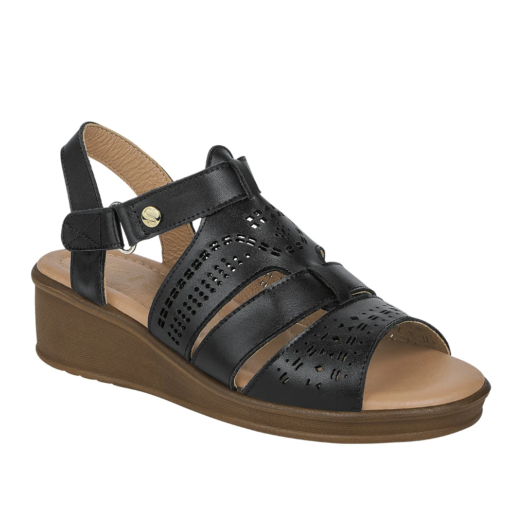 SANDALIA DE PLATAFORMA CORRIDA NEGRO DE PIEL 47237