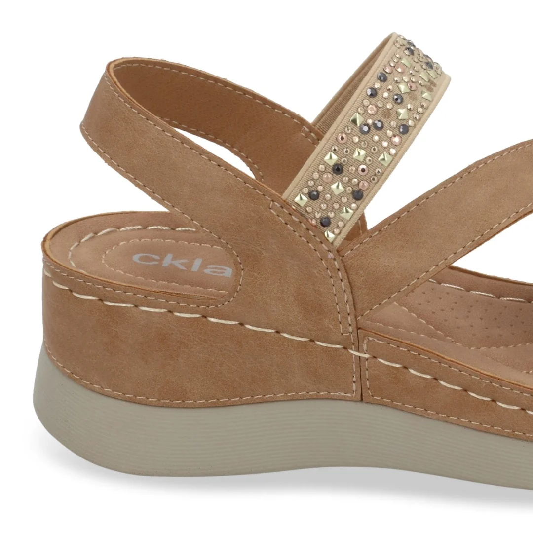 SANDALIA DE PLATAFORMA MUJER BEIGE CON ELÁSTICO 70450 - Image 6
