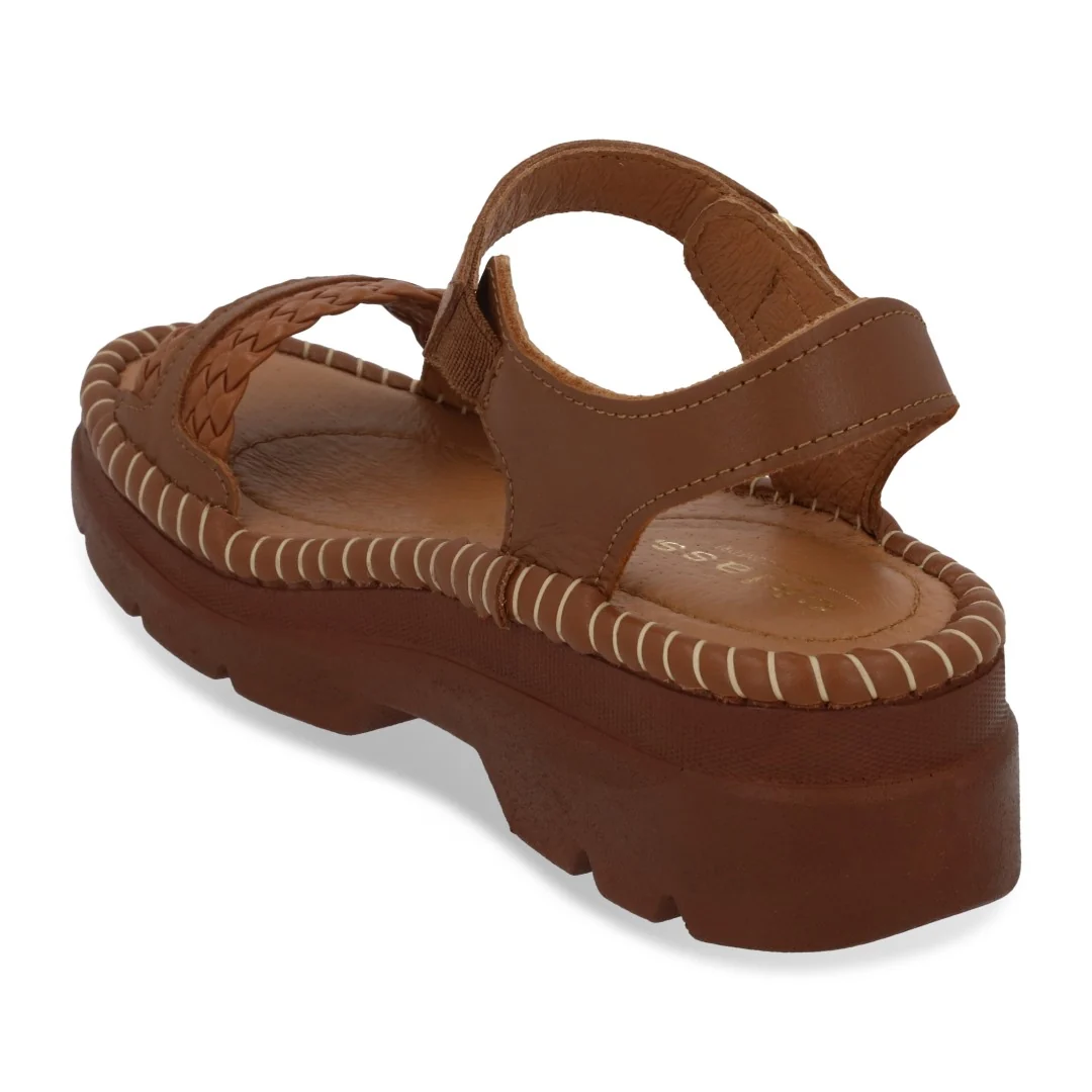 SANDALIA DE PLATAFORMA MUJER MIEL CON TRENZA 75291 - Image 3