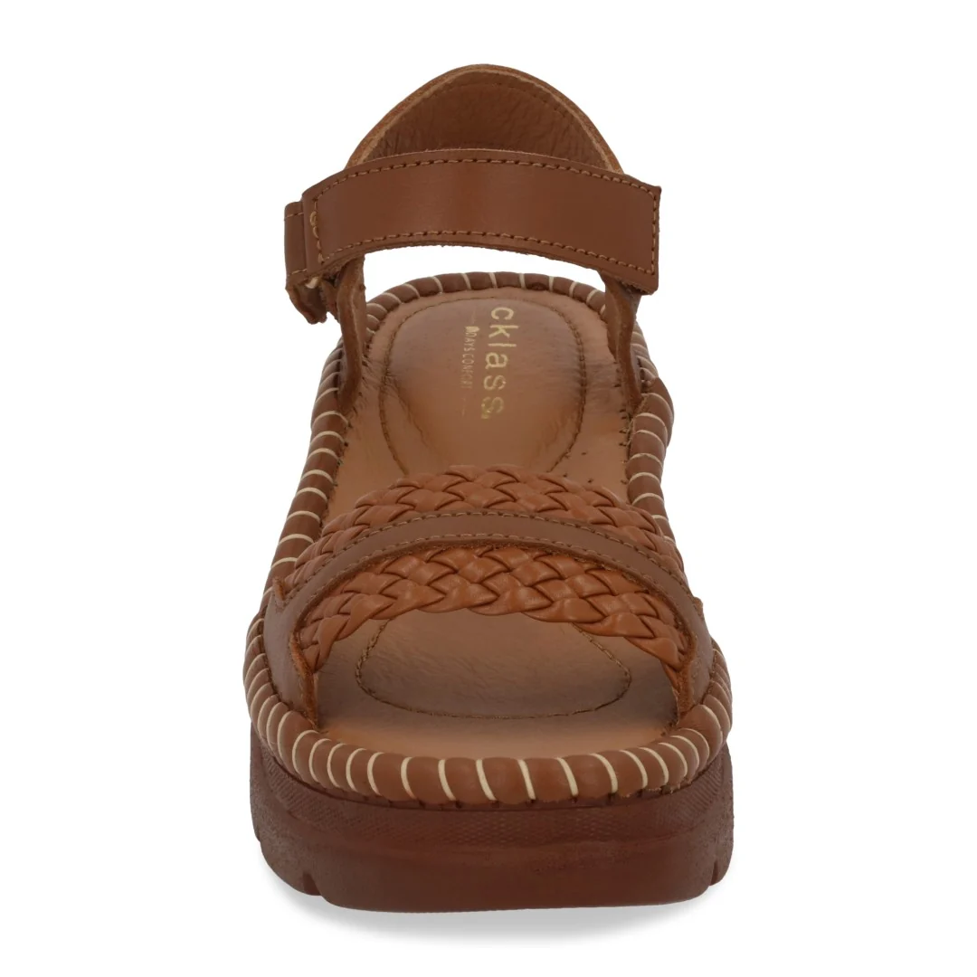 SANDALIA DE PLATAFORMA MUJER MIEL CON TRENZA 75291 - Image 4