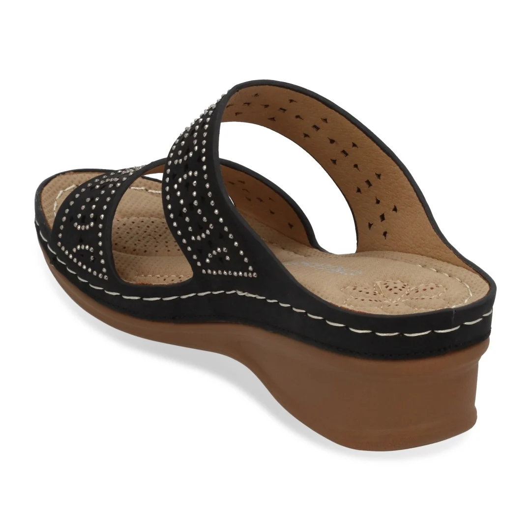 SANDALIA DE PLATAFORMA MUJER NEGRO CON BRILLOS 70455 - Image 3