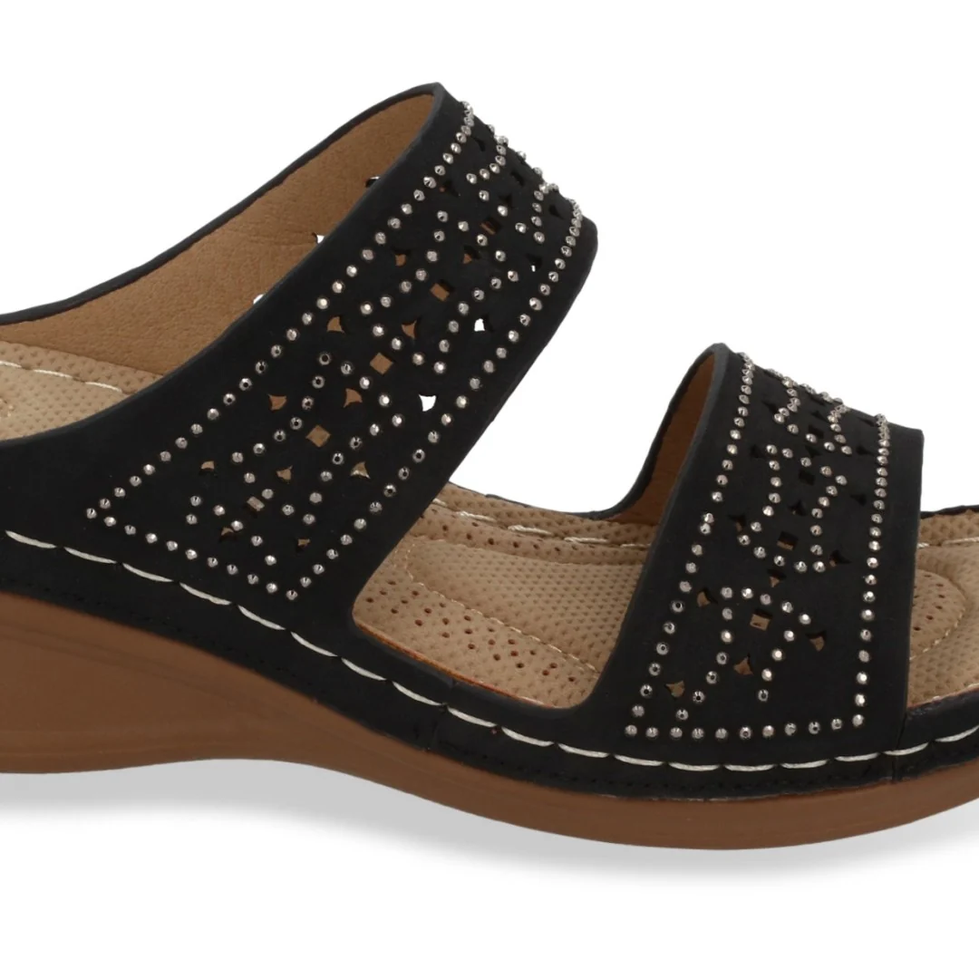 SANDALIA DE PLATAFORMA MUJER NEGRO CON BRILLOS 70455 - Image 6
