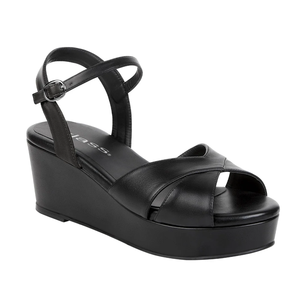 SANDALIA DE PLATAFORMA NEGRO CON HEBILLA MUJER 95888