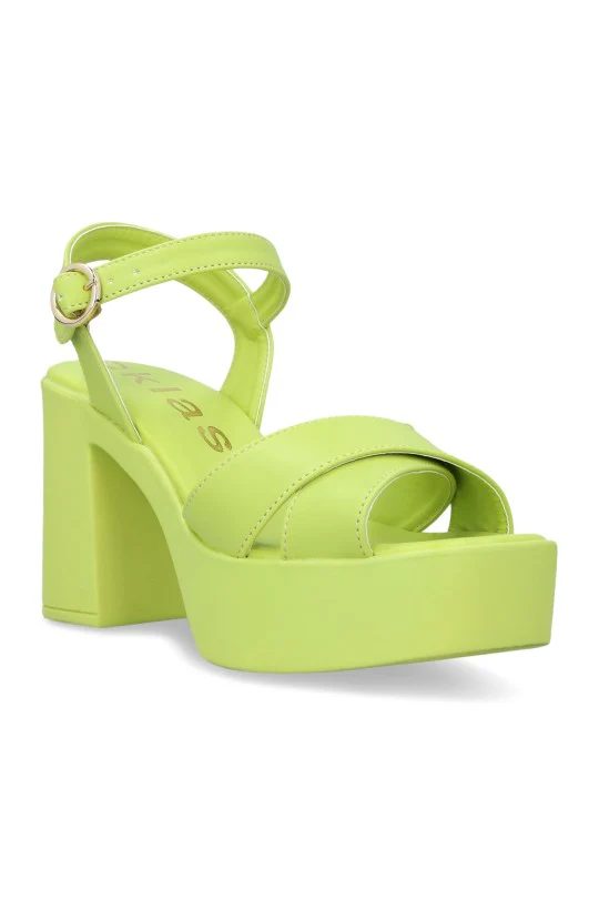 SANDALIA DE PLATAFORMA VERDE CON HEBILLA 47219