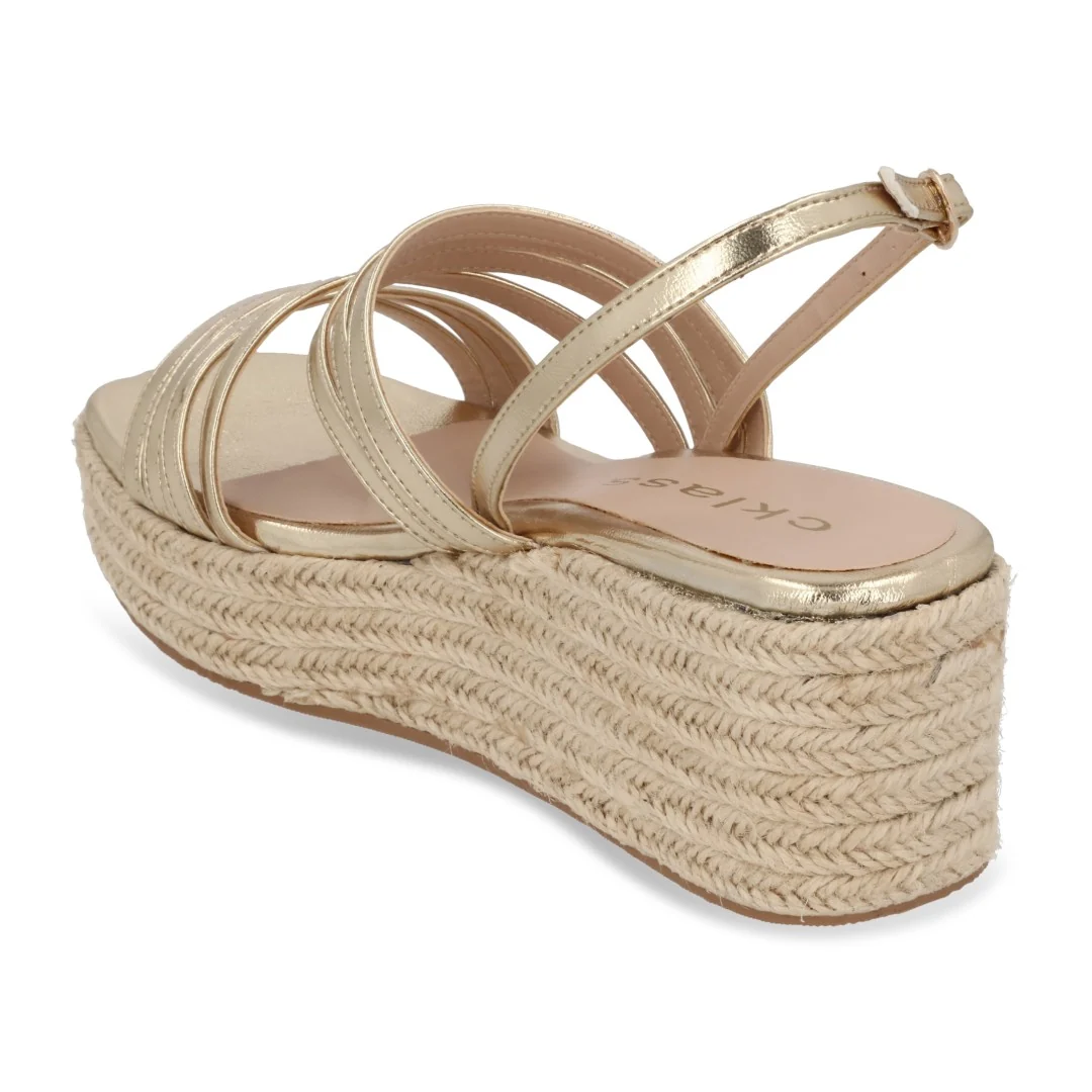 SANDALIA DE PLATAFORMA ORO CON YUTE 67124 - Image 3