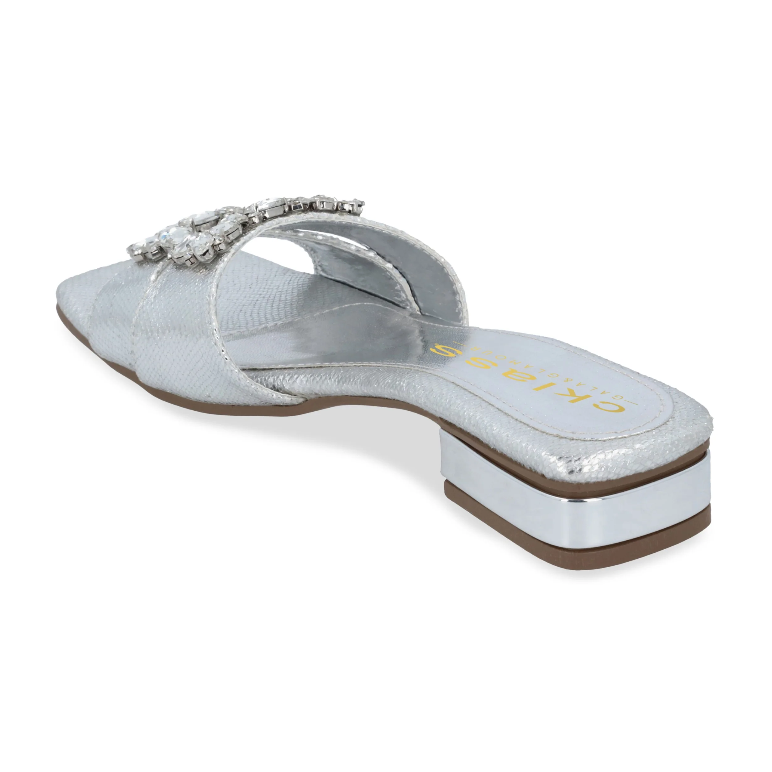 SANDALIA DE TACÓN 2CM MUJER PLATA CON PEDRERÍA 40075 - Image 4