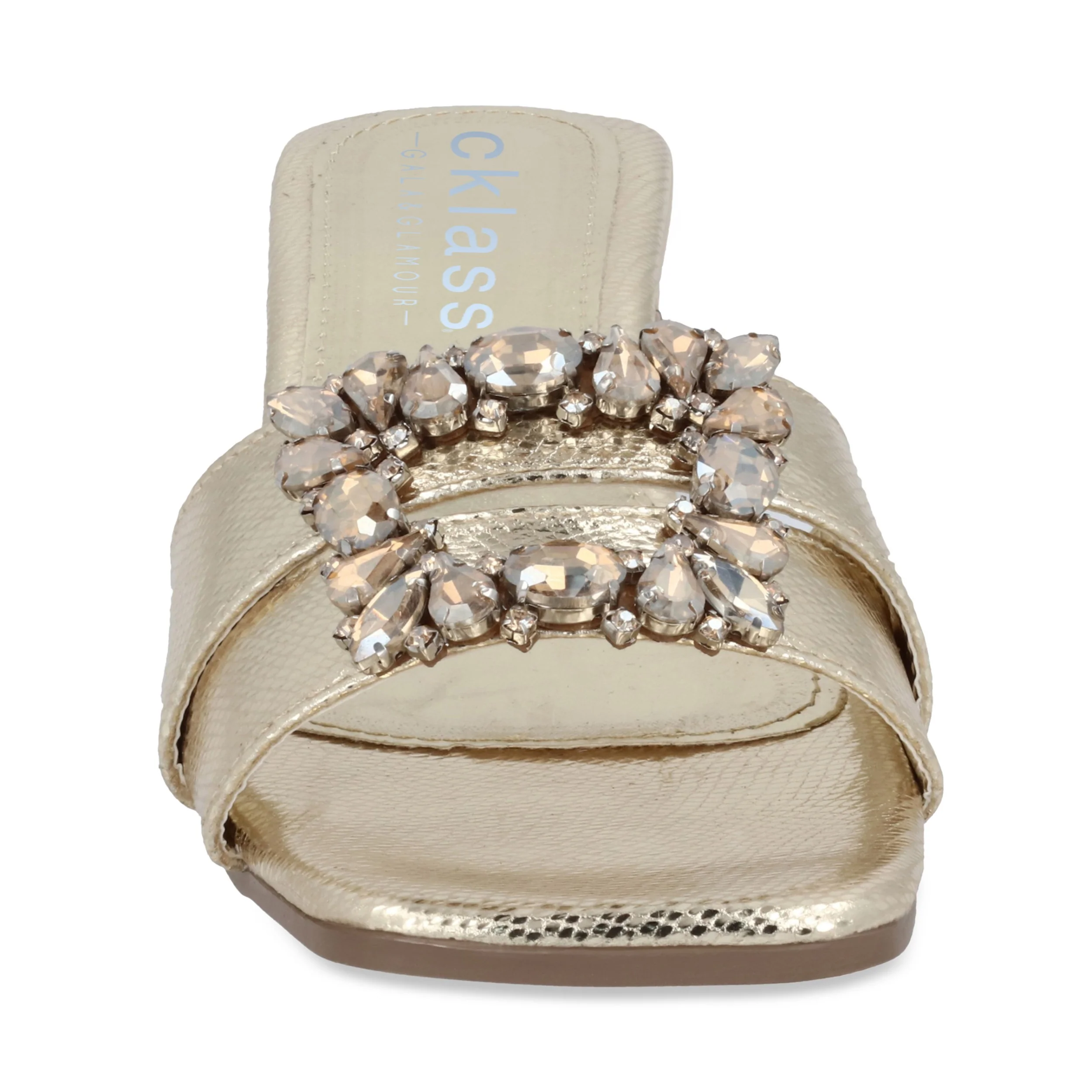 SANDALIA DE TACÓN 2CM ORO MUJER CON PEDRERÍA 40075 - Image 3