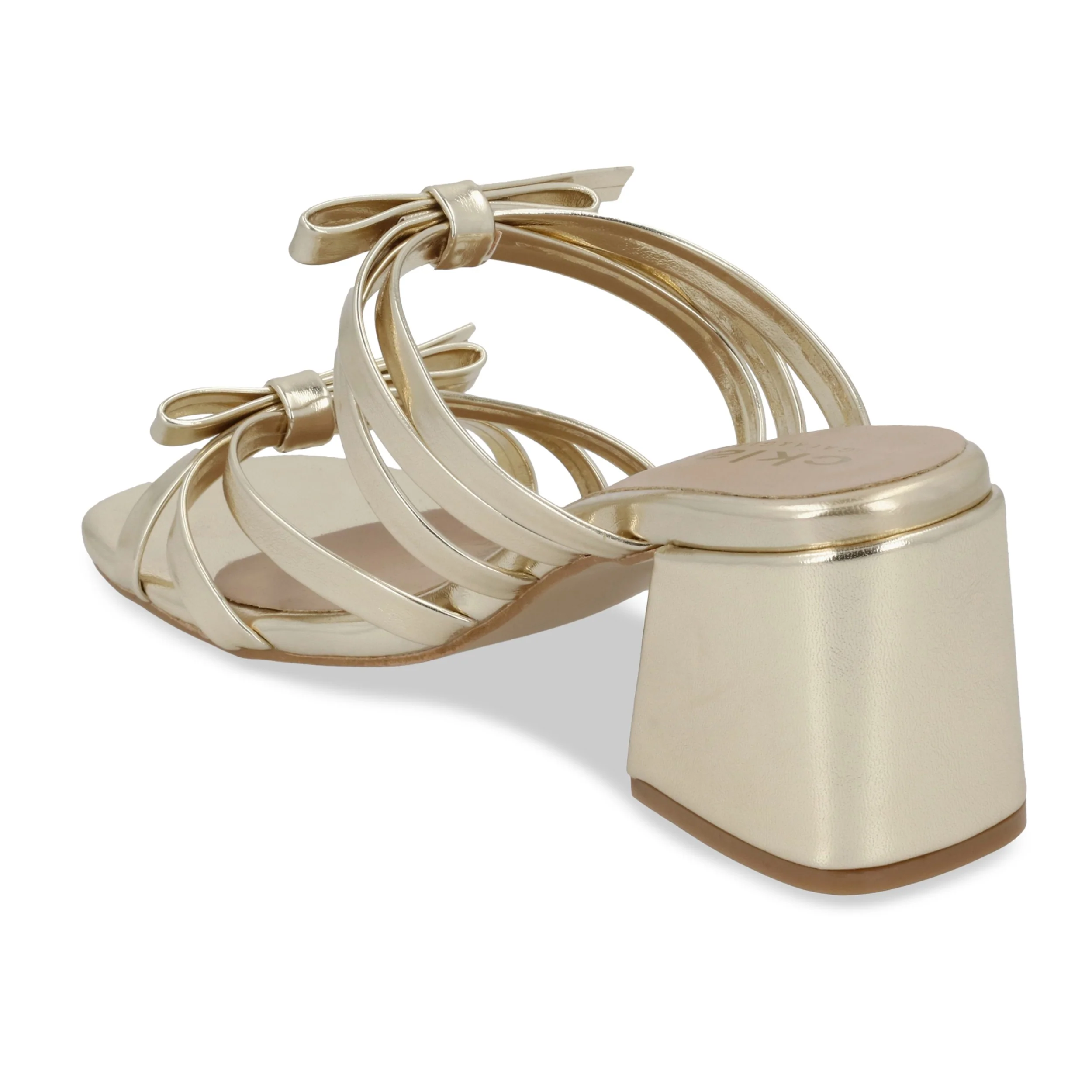 SANDALIA DE TACÓN 6CM MUJER ORO DESTALONADA 95882 - Image 4