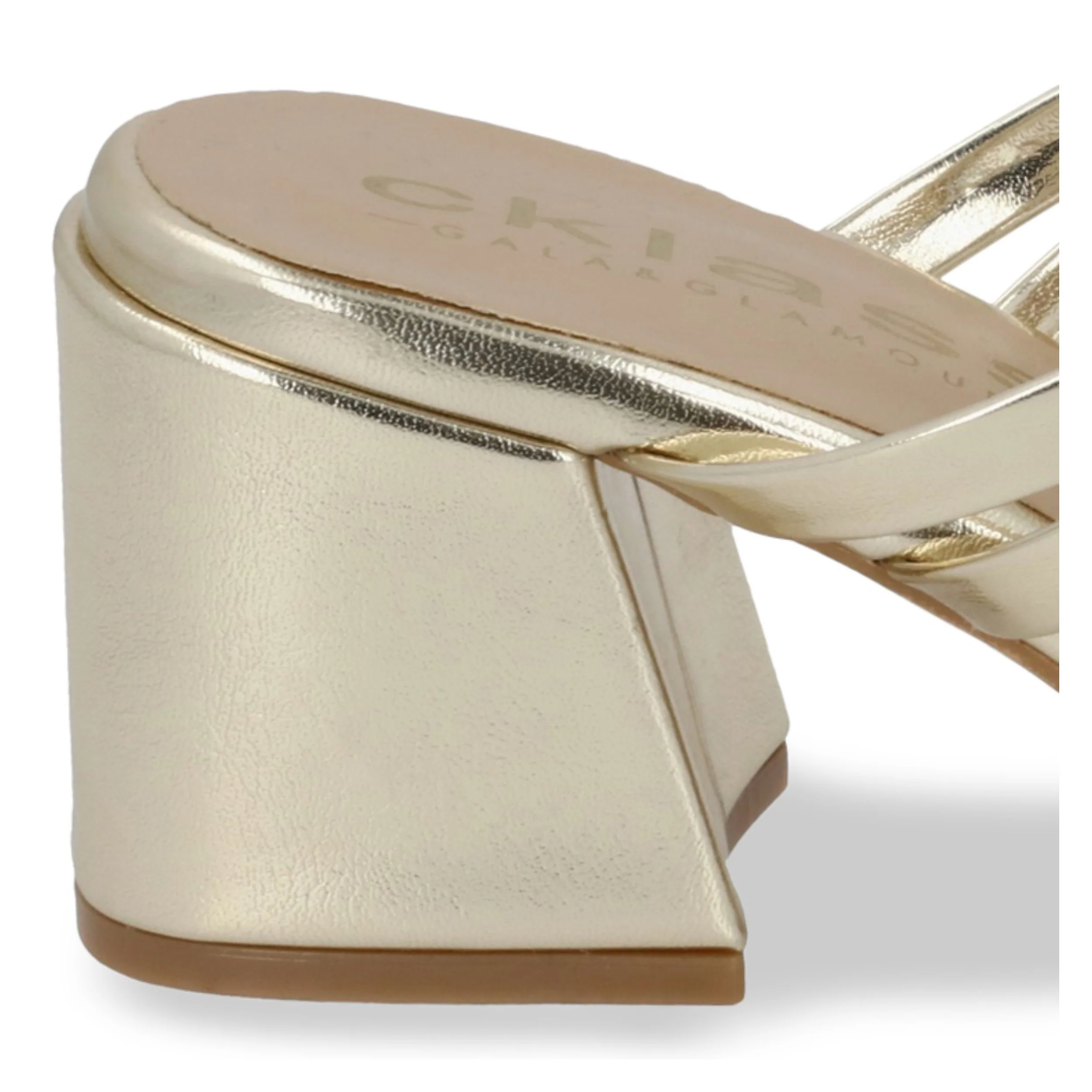 SANDALIA DE TACÓN 6CM MUJER ORO DESTALONADA 95882 - Image 6
