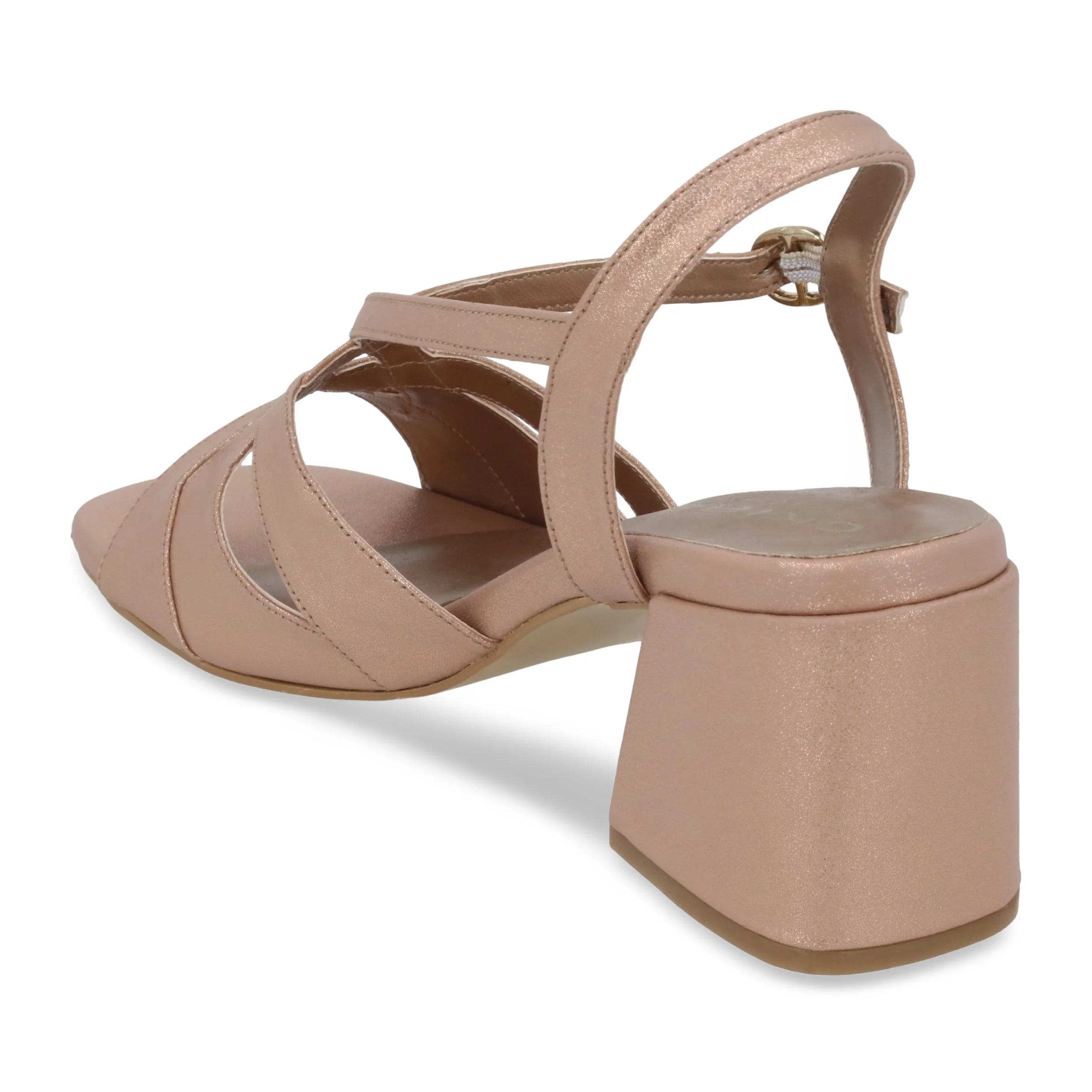 SANDALIA DE TACÓN 6CM MUJER ORO ROSADO CON HEBILLA 95887 - Image 4