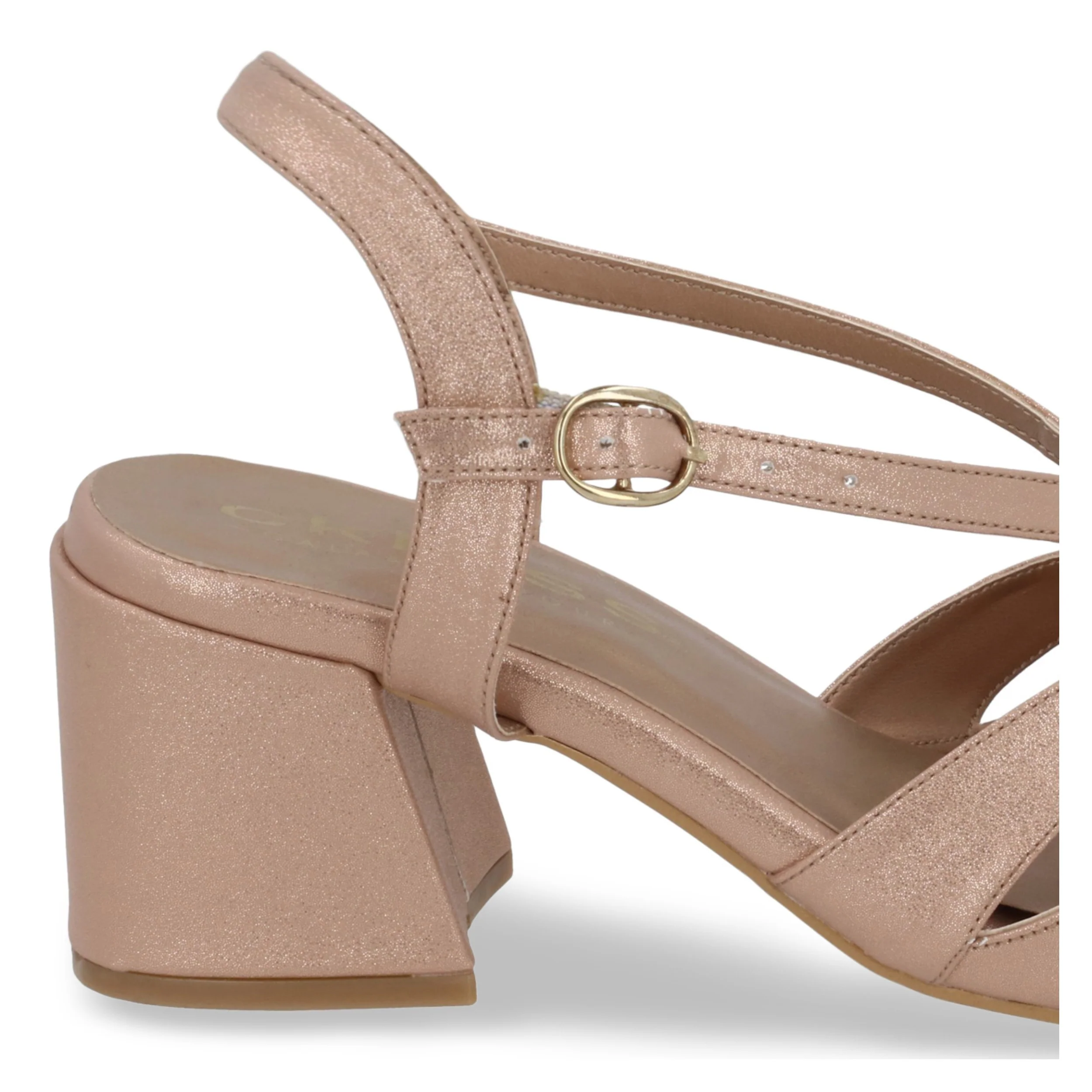 SANDALIA DE TACÓN 6CM MUJER ORO ROSADO CON HEBILLA 95887 - Image 6
