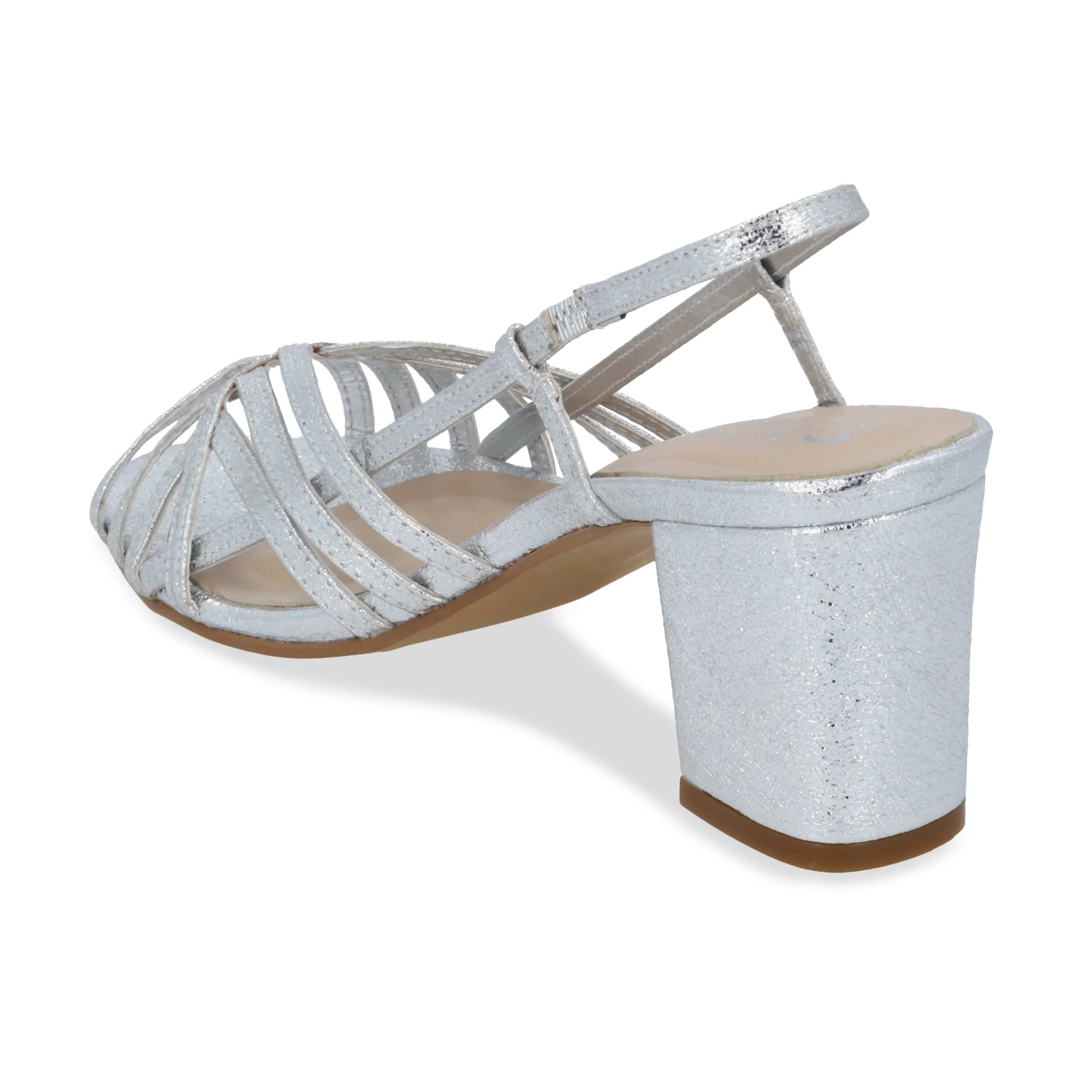 SANDALIA DE TACÓN 7CM MUJER PLATA DESTALONADA 03925 - Image 4