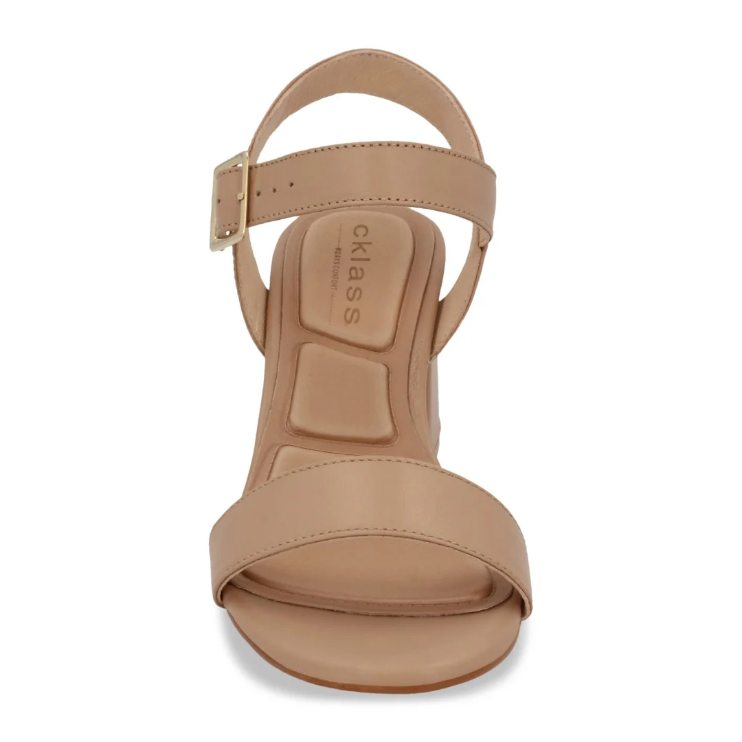 SANDALIA DE TACÓN BEIGE DE PIEL 61519 - Image 4