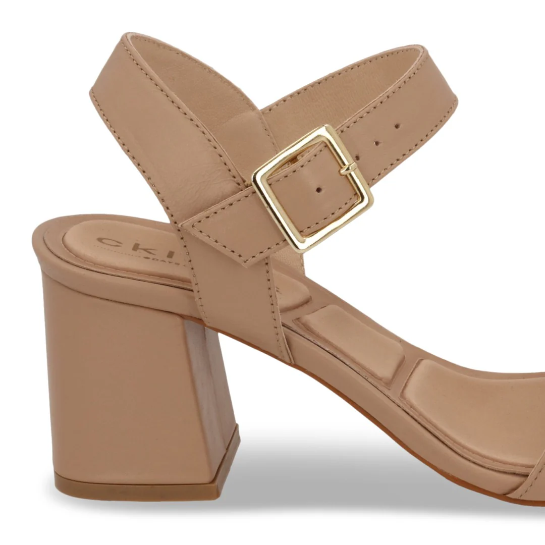 SANDALIA DE TACÓN BEIGE DE PIEL 61519 - Image 6