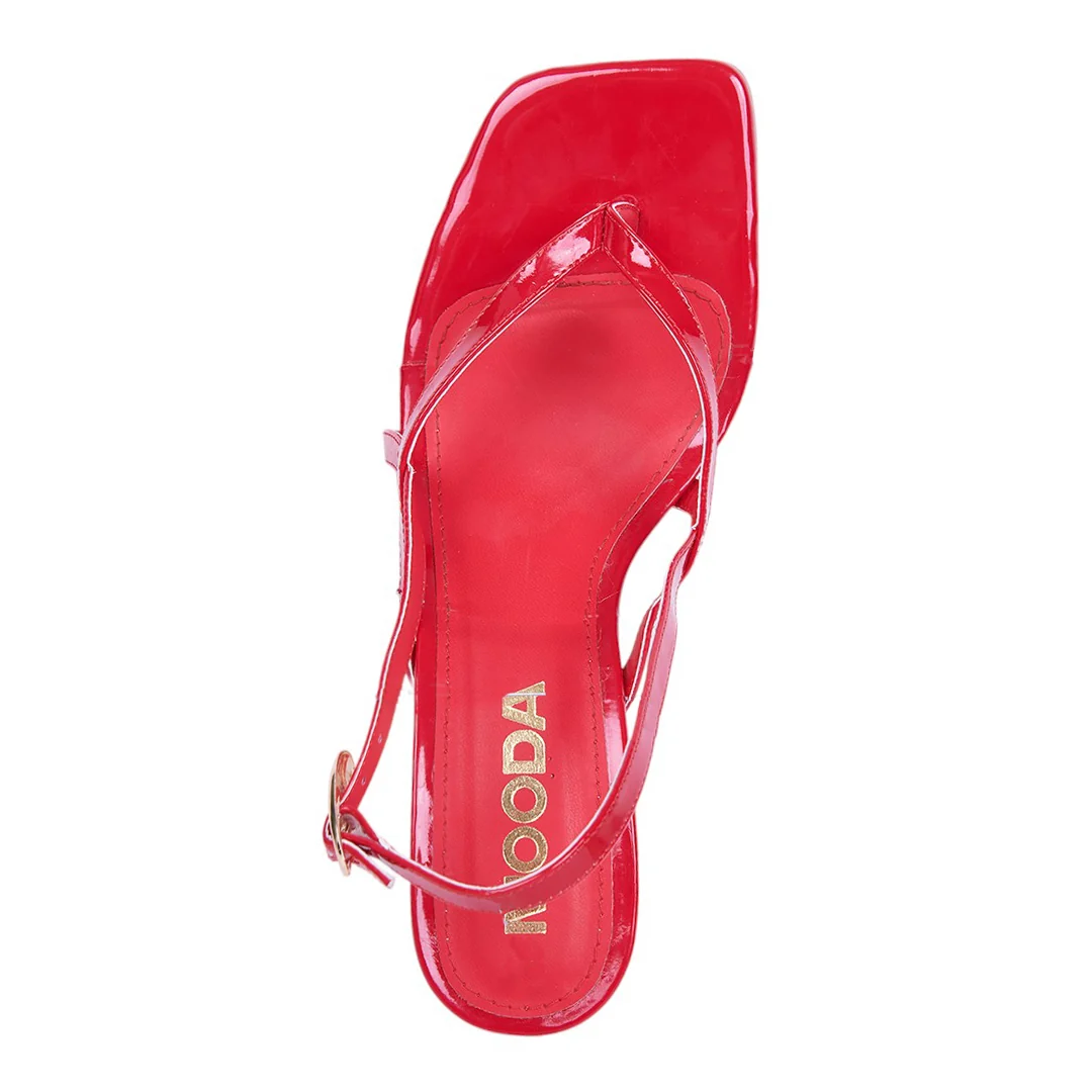 SANDALIA DE TACÓN BEIGE Y ROJO 27812 - Image 10